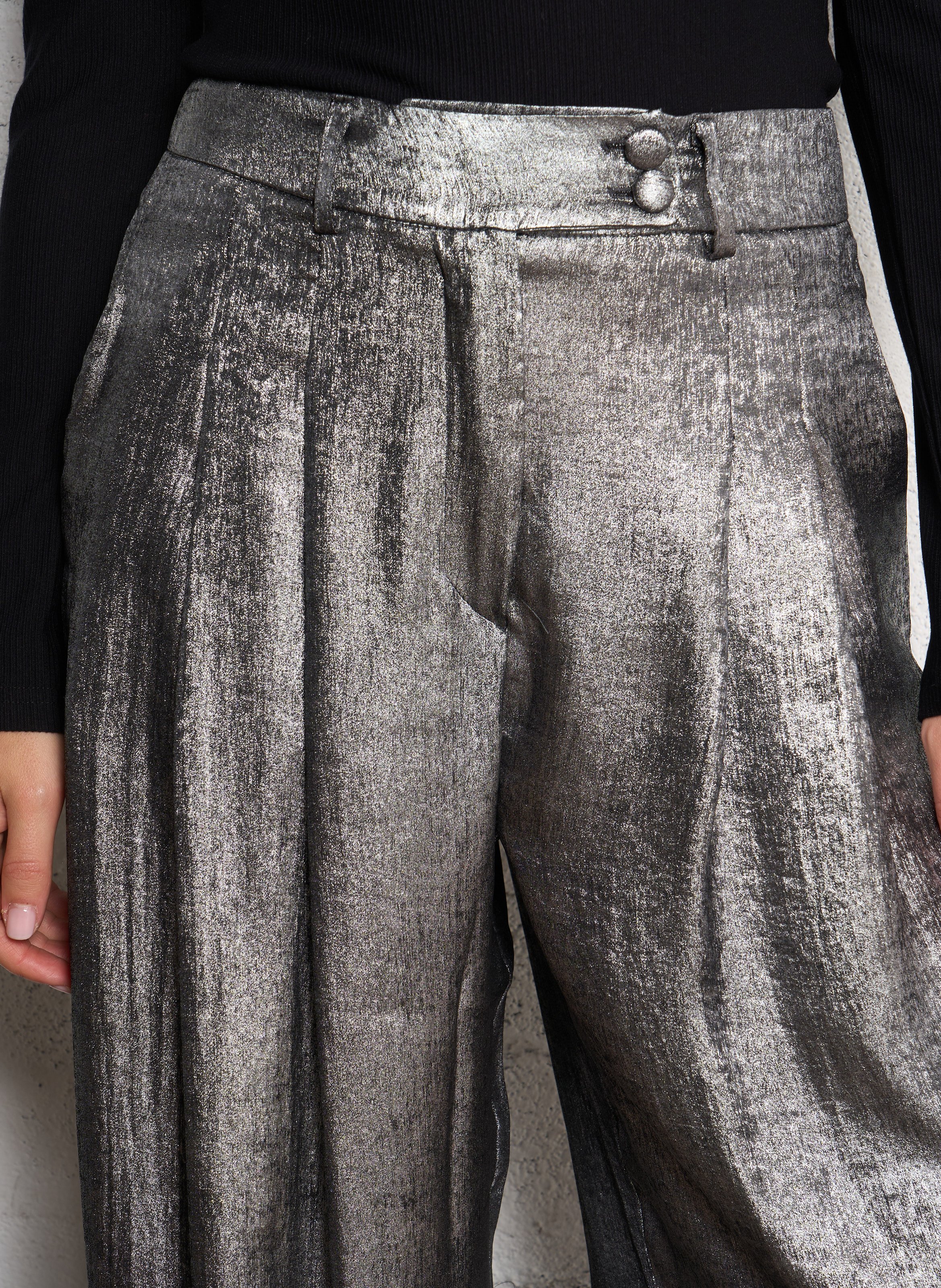 Glanzende, wijde broek THE NEW SOCIETY Zilver