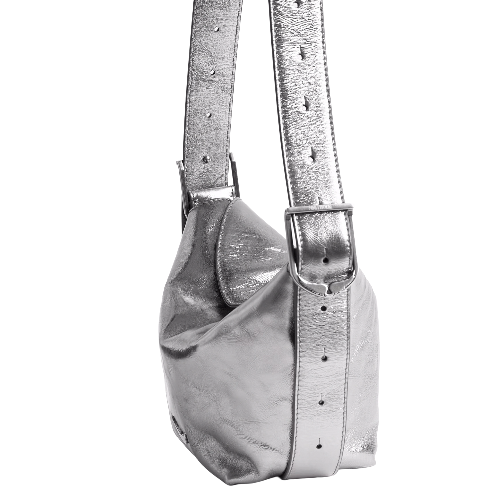 Metallic leather shoulder bag ZADIG&VOLTAIRE Grey