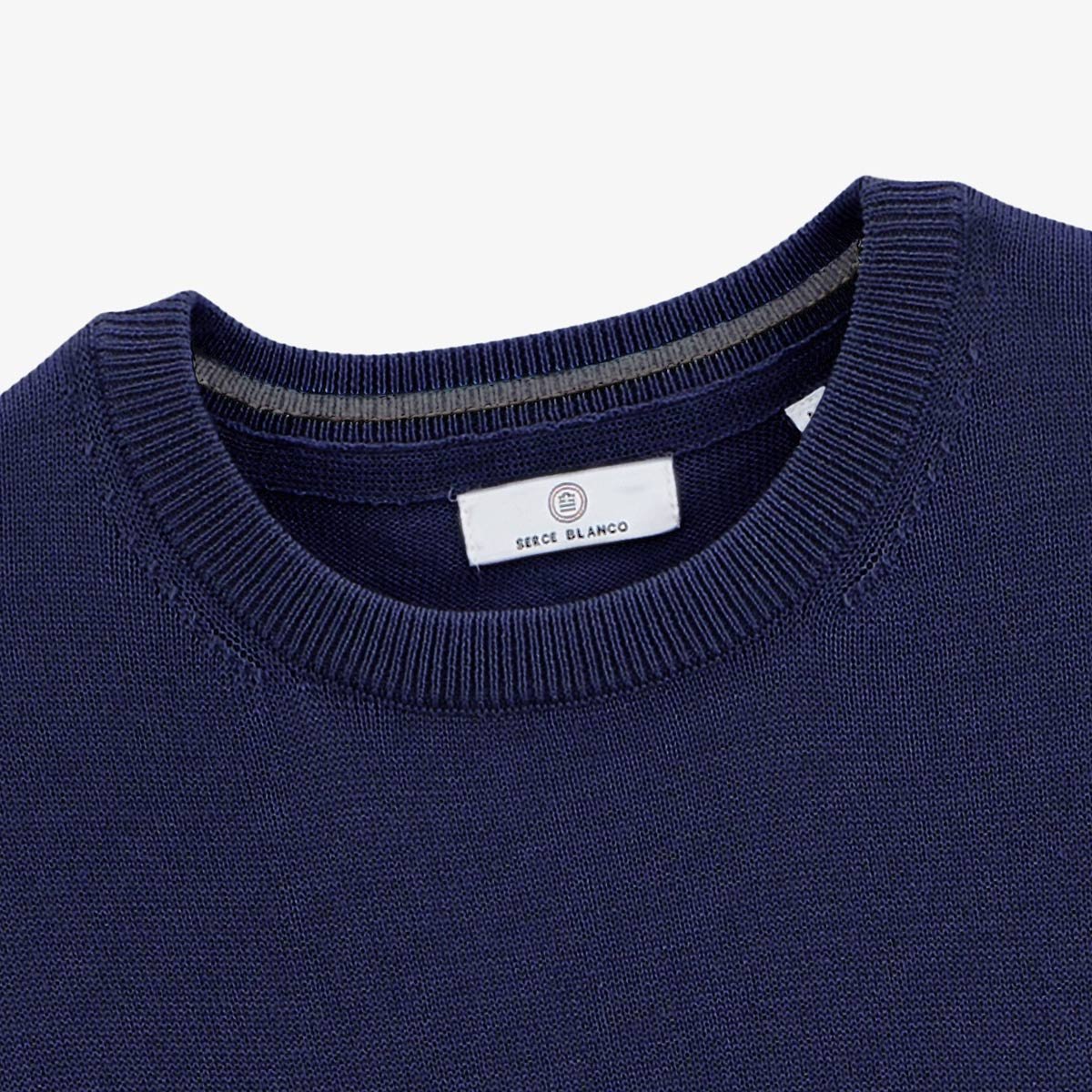 Sweater with plain round neckline SERGE BLANCO Blue