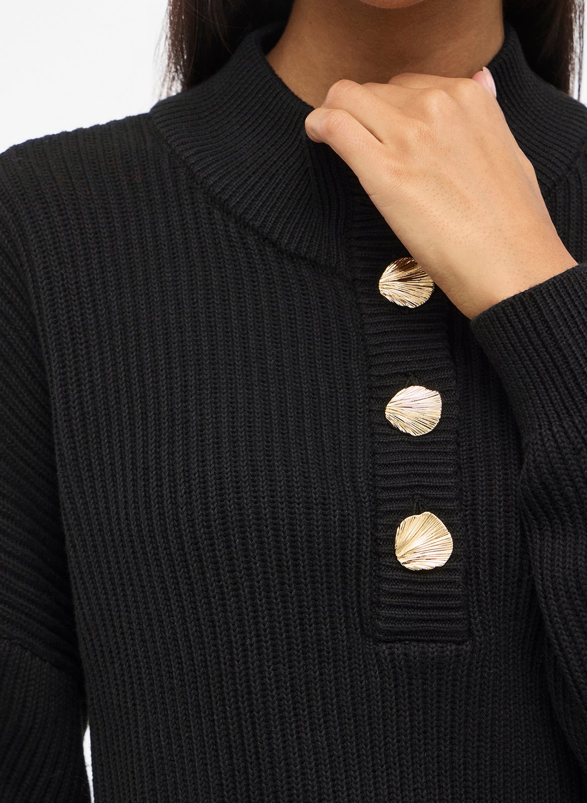 Pull col montant en coton bio VILA Noir