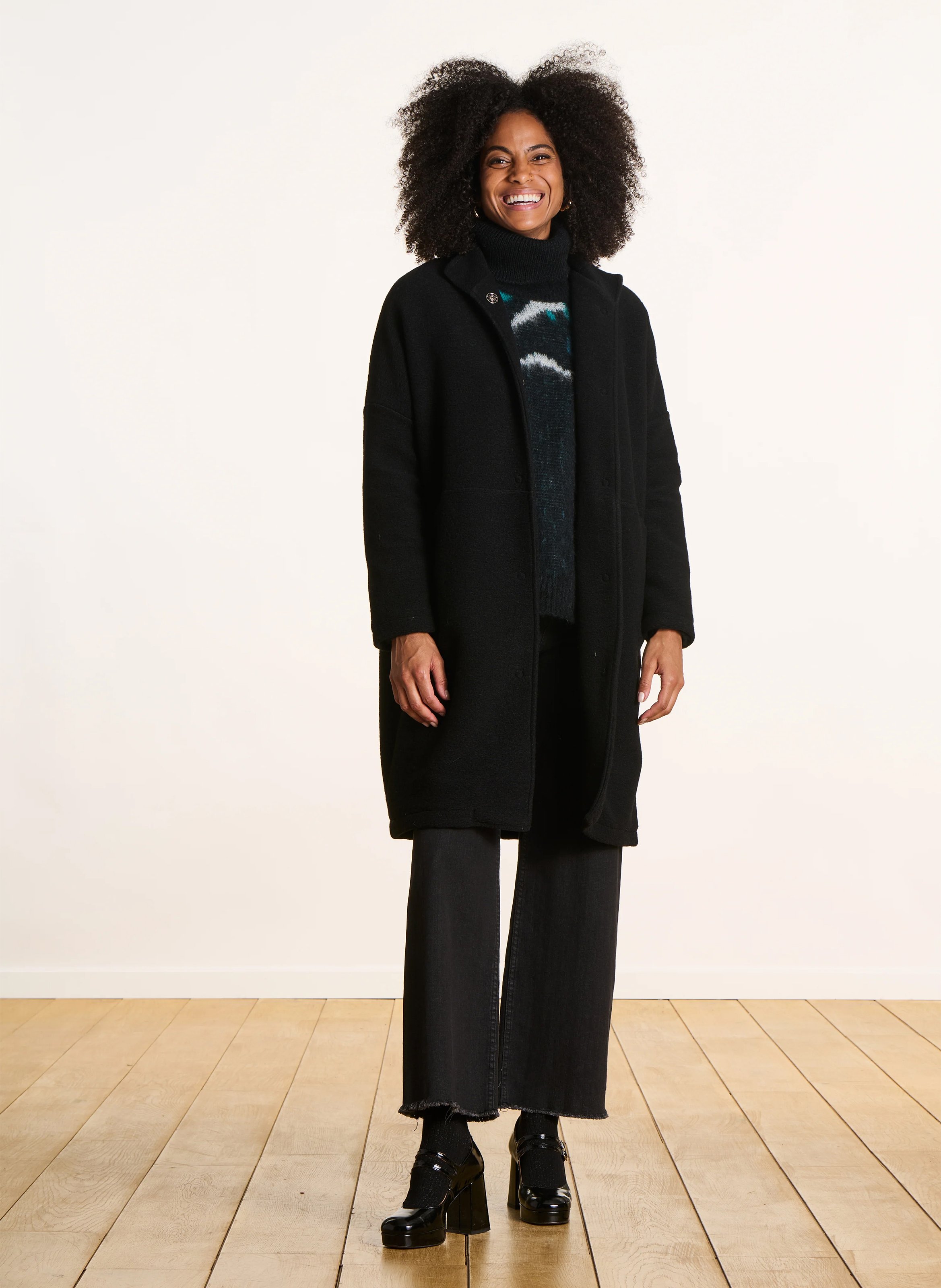 Manteau col montant  LA FEE MARABOUTEE Noir