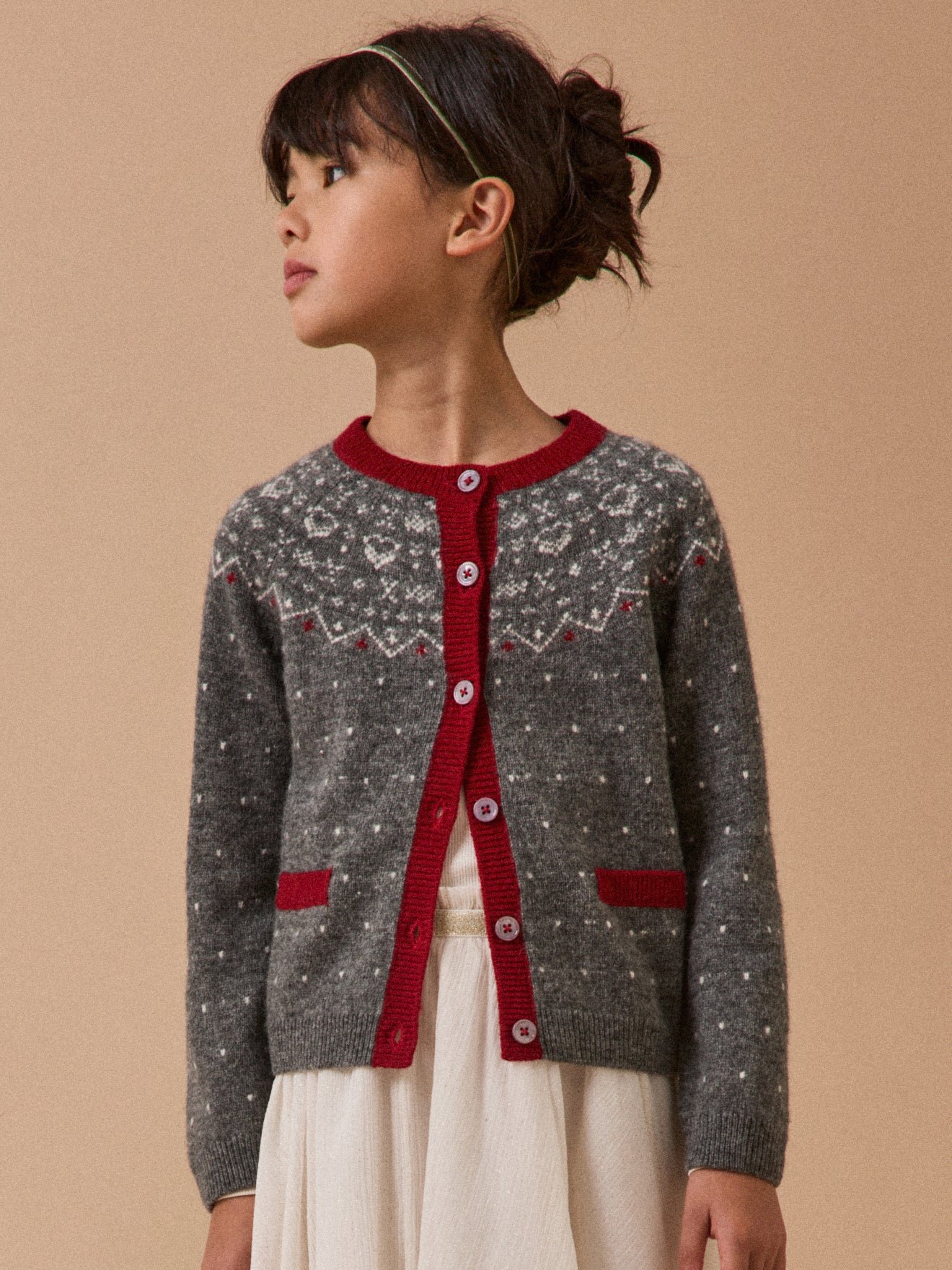 Wool jacquard cardigan CYRILLUS Grey