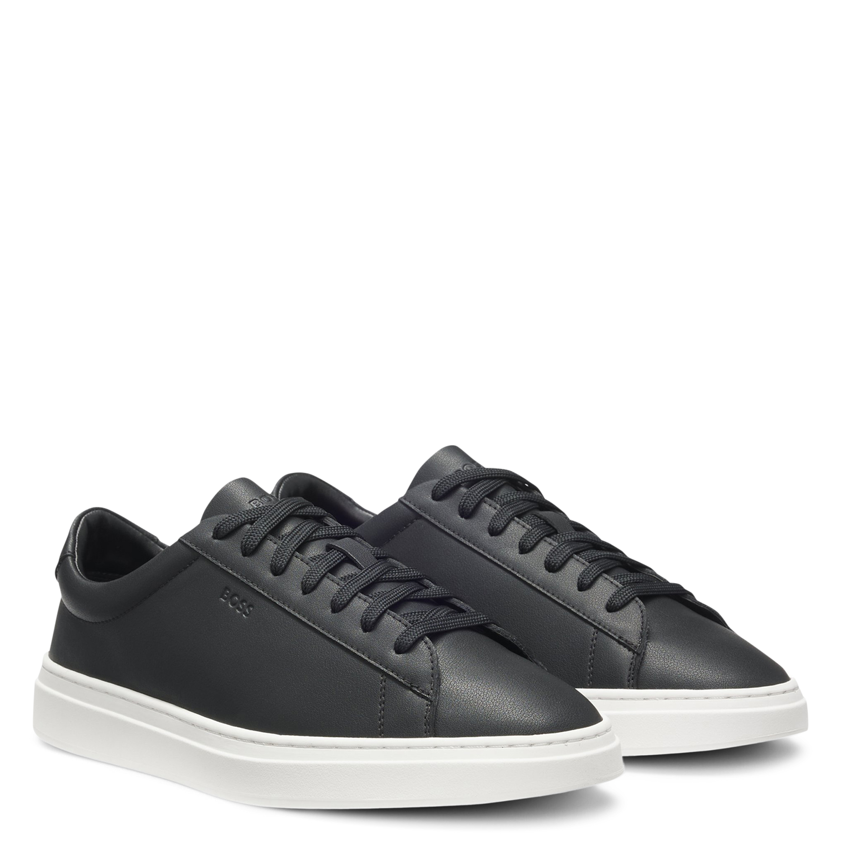 Plain low leather trainers BOSS Black