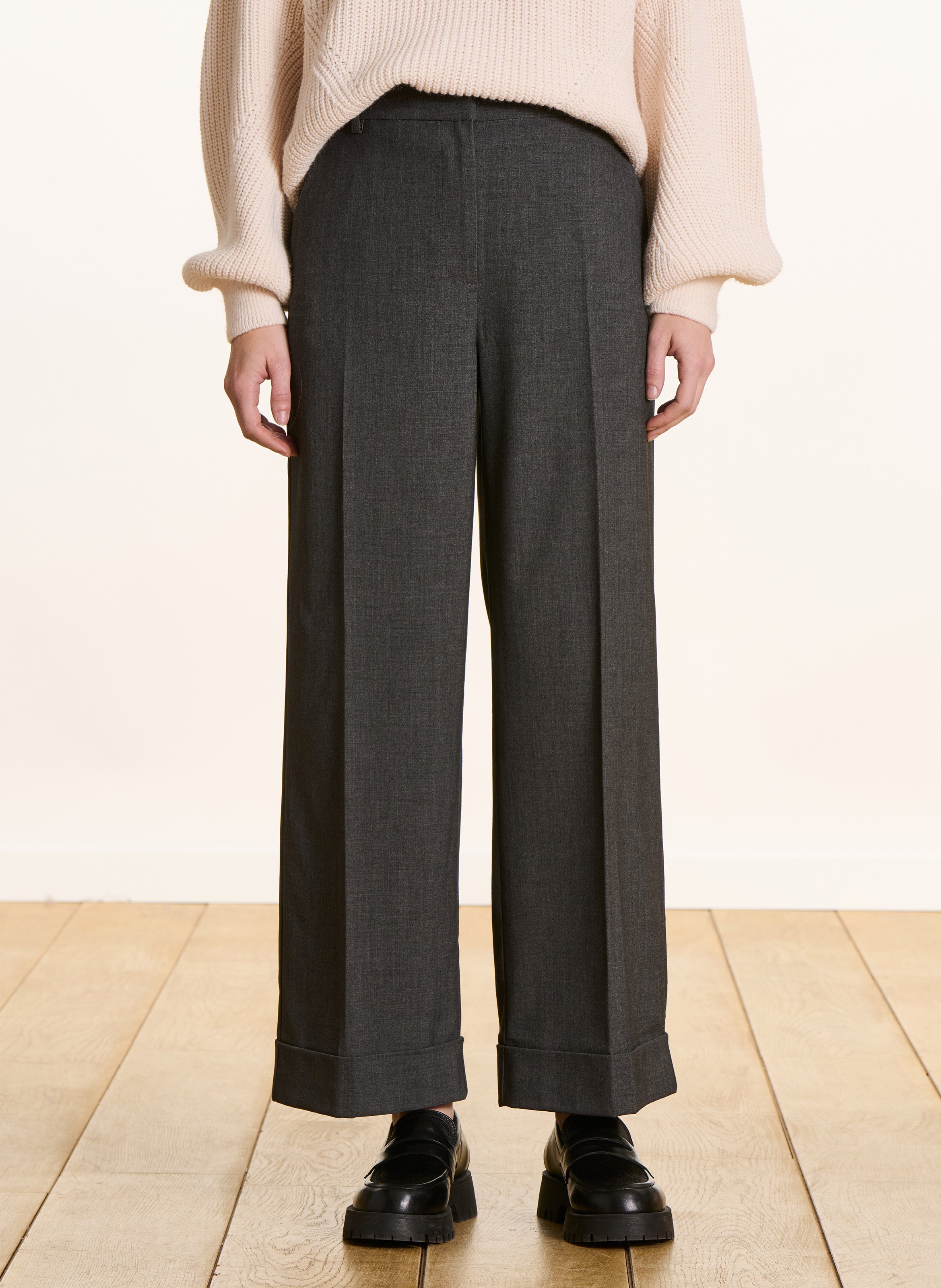 Wijde broek met omgeslagen pijpen LA FEE MARABOUTEE Grijs