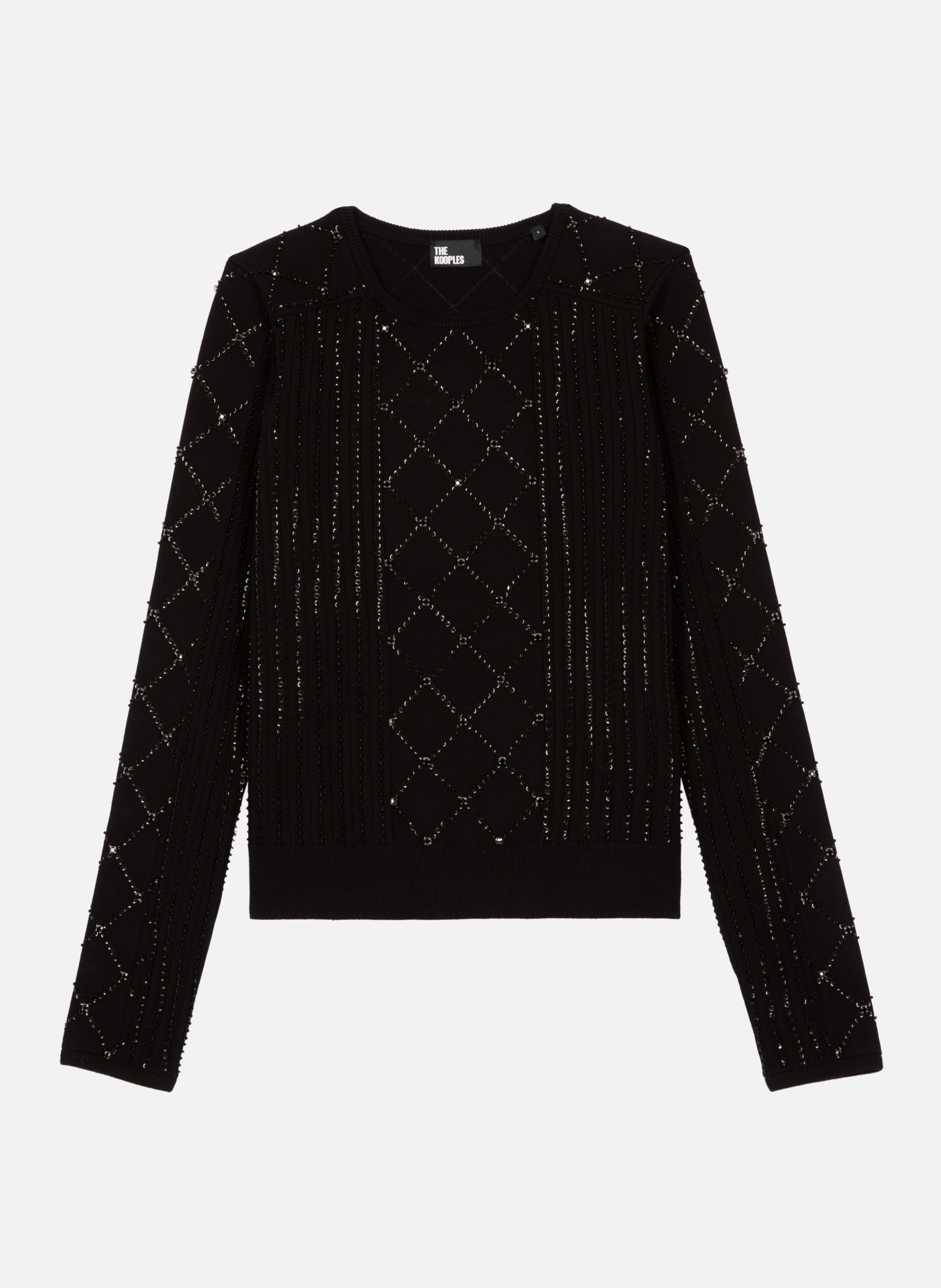 Sweater with rhinestones and pearls THE KOOPLES Black
