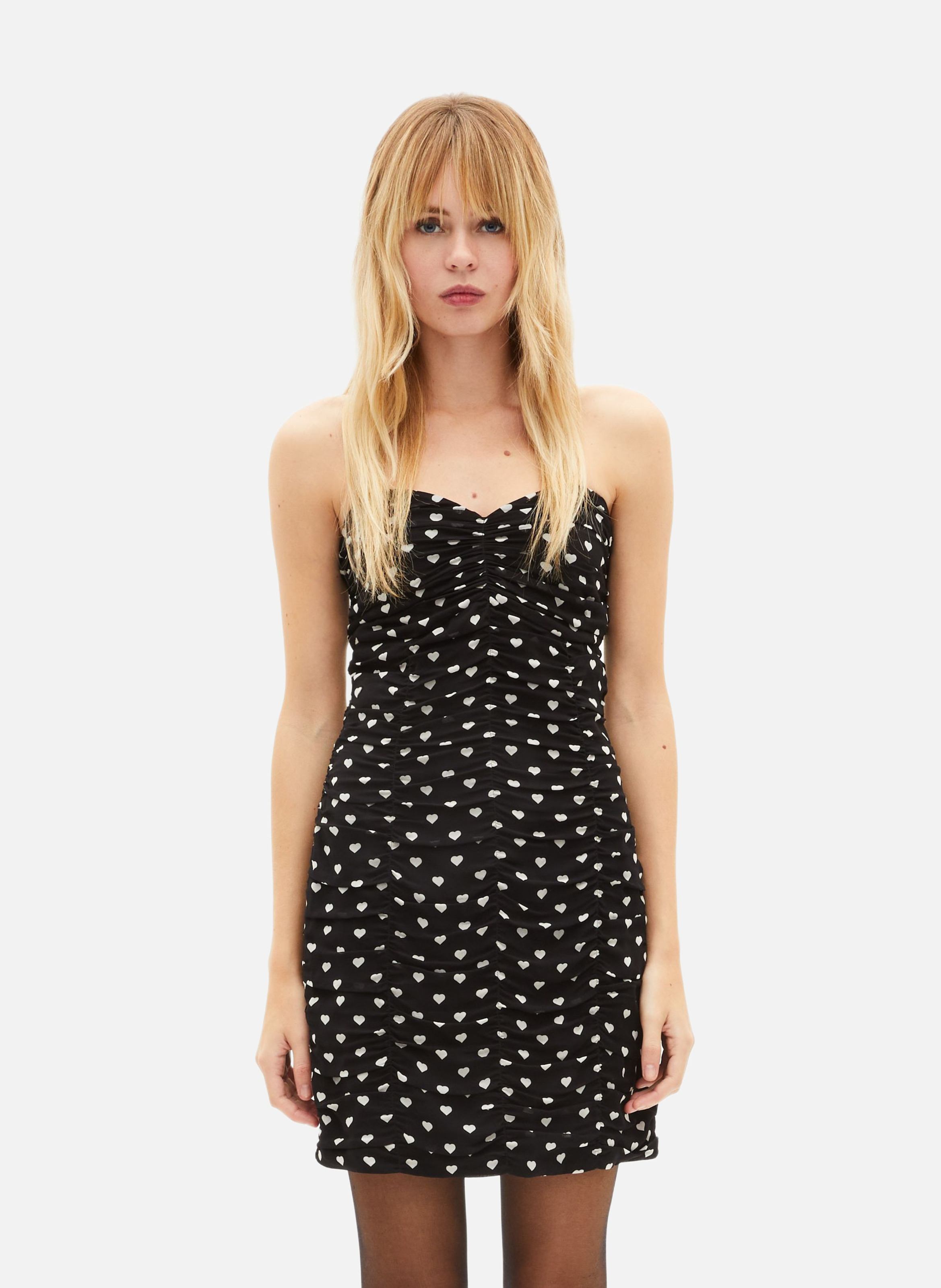 Short strapless dress with heart print THE KOOPLES Black