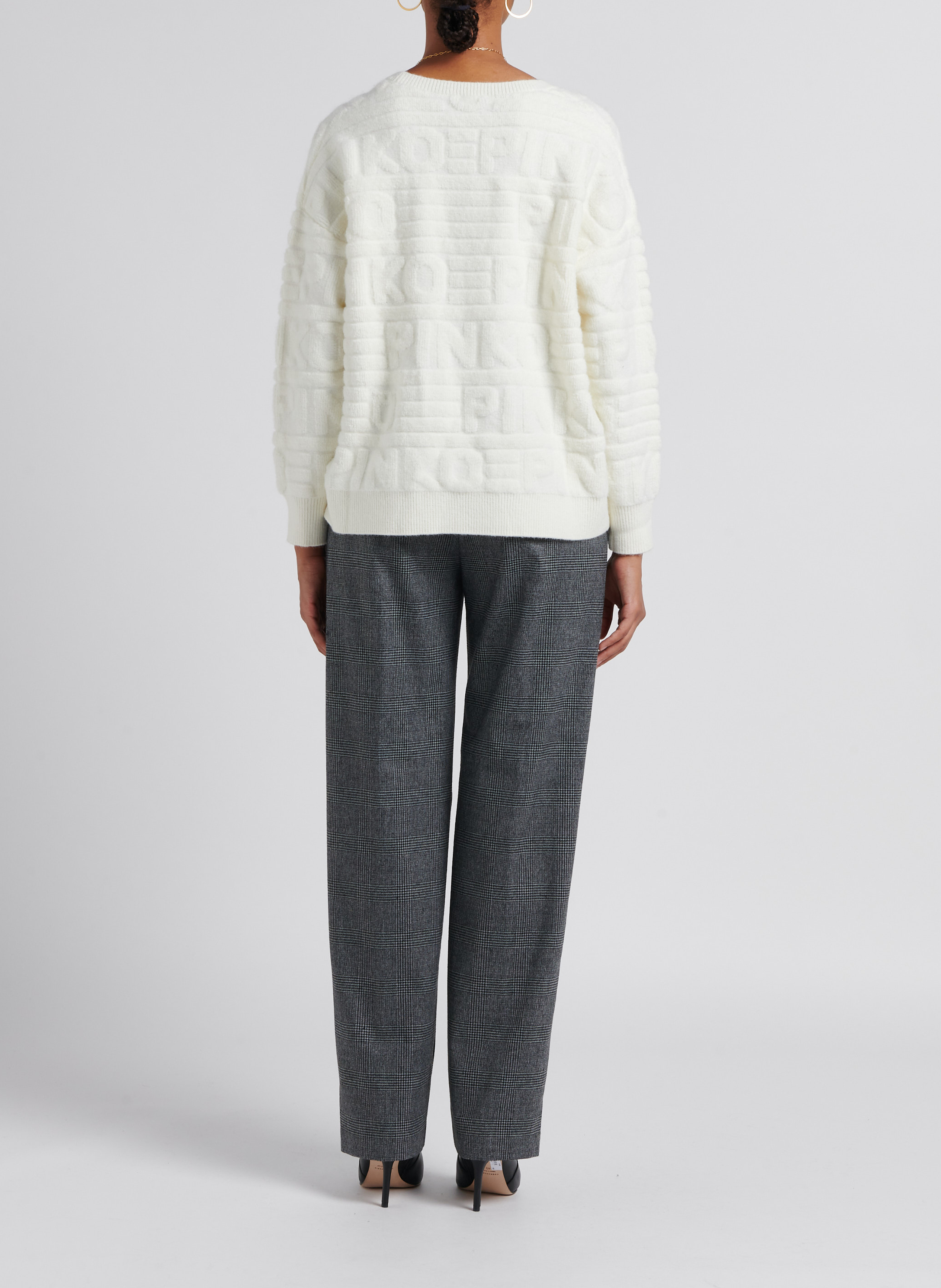 Weiter Bouclé-Pullover mit 3D-Effekt PINKO Beige