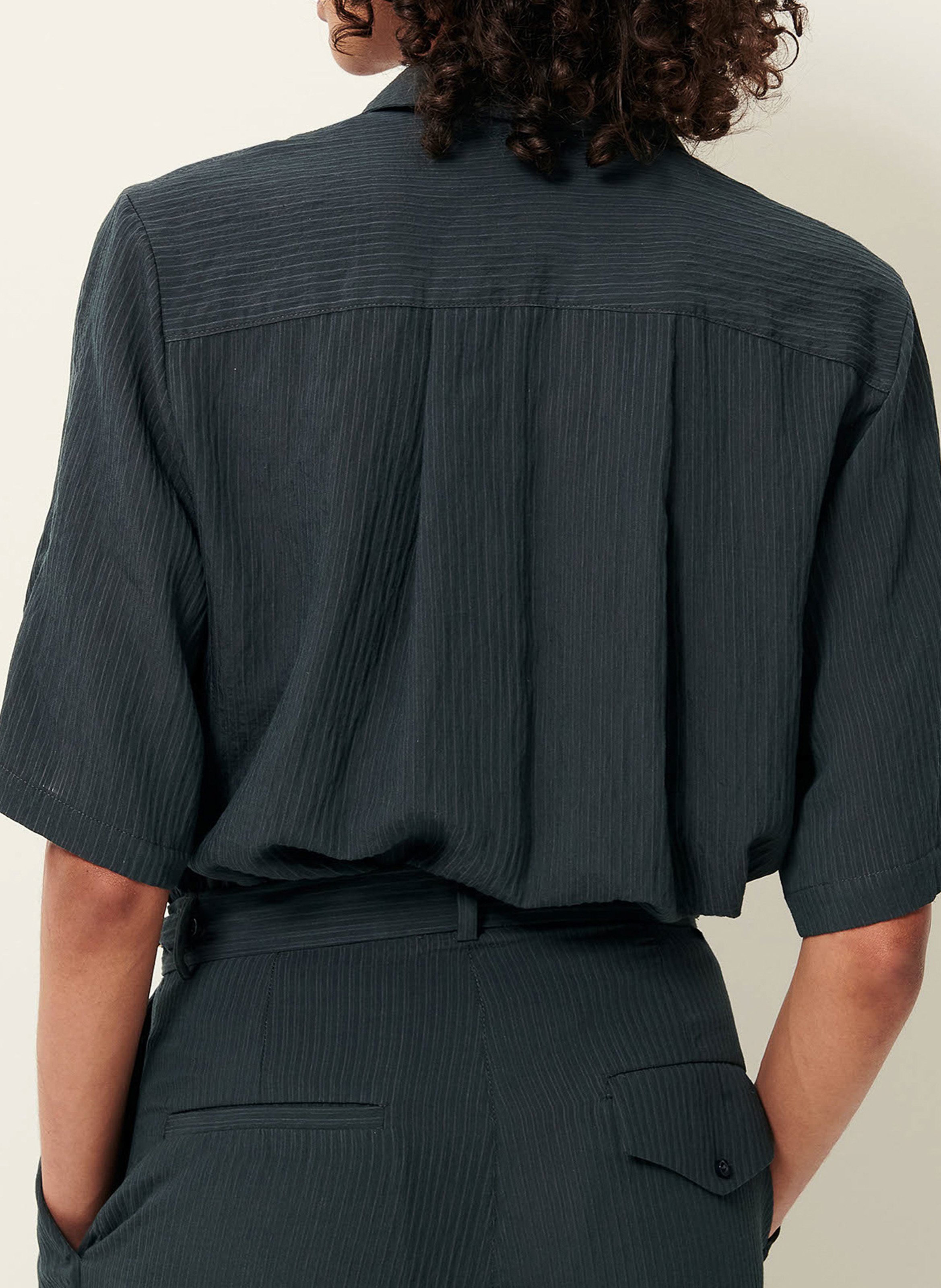 Weit geschnittene Bluse mit klassischem Kragen SESSUN Grun