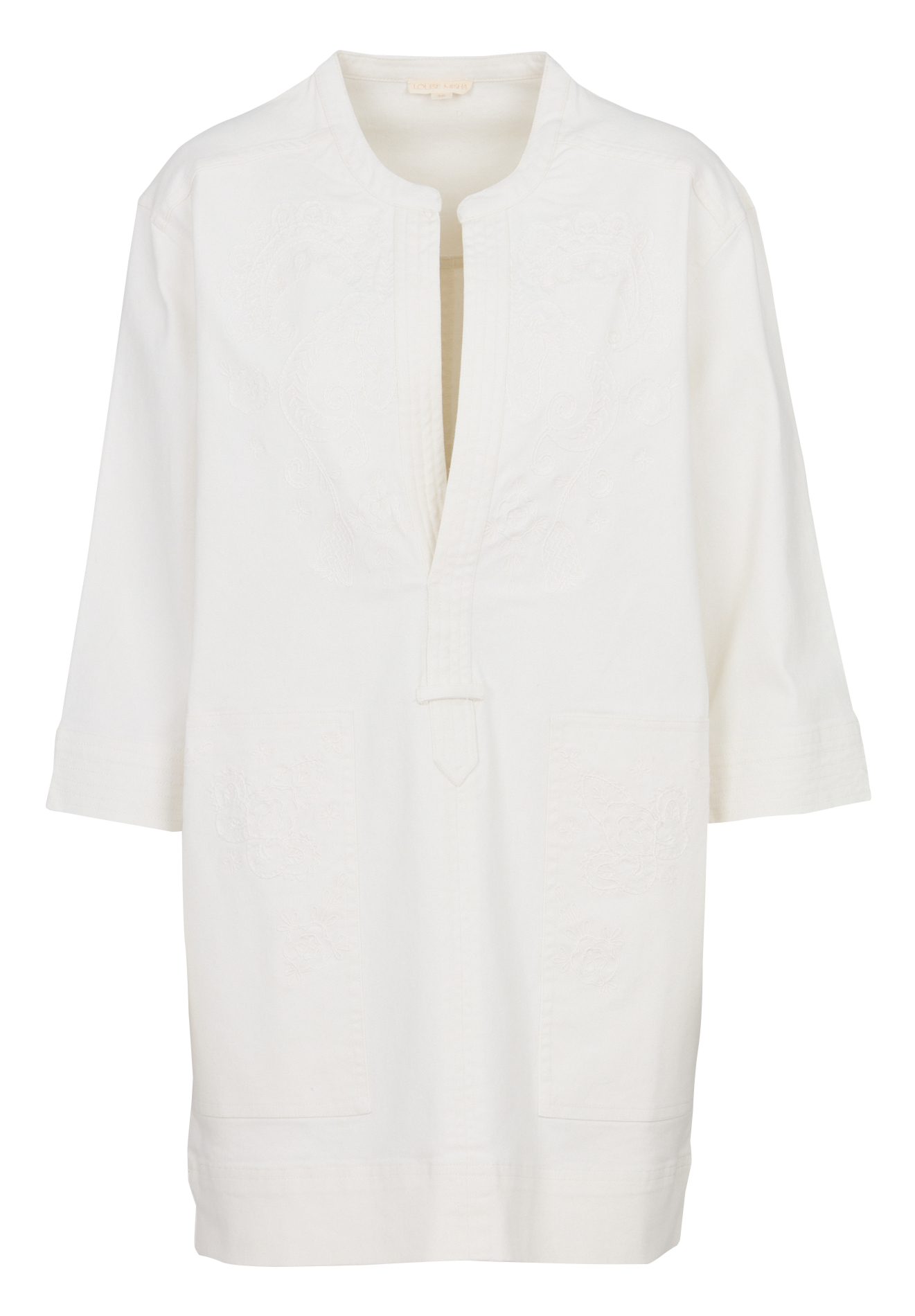 Robe courte col tunisien en coton mélangé LOUISE MISHA Blanc