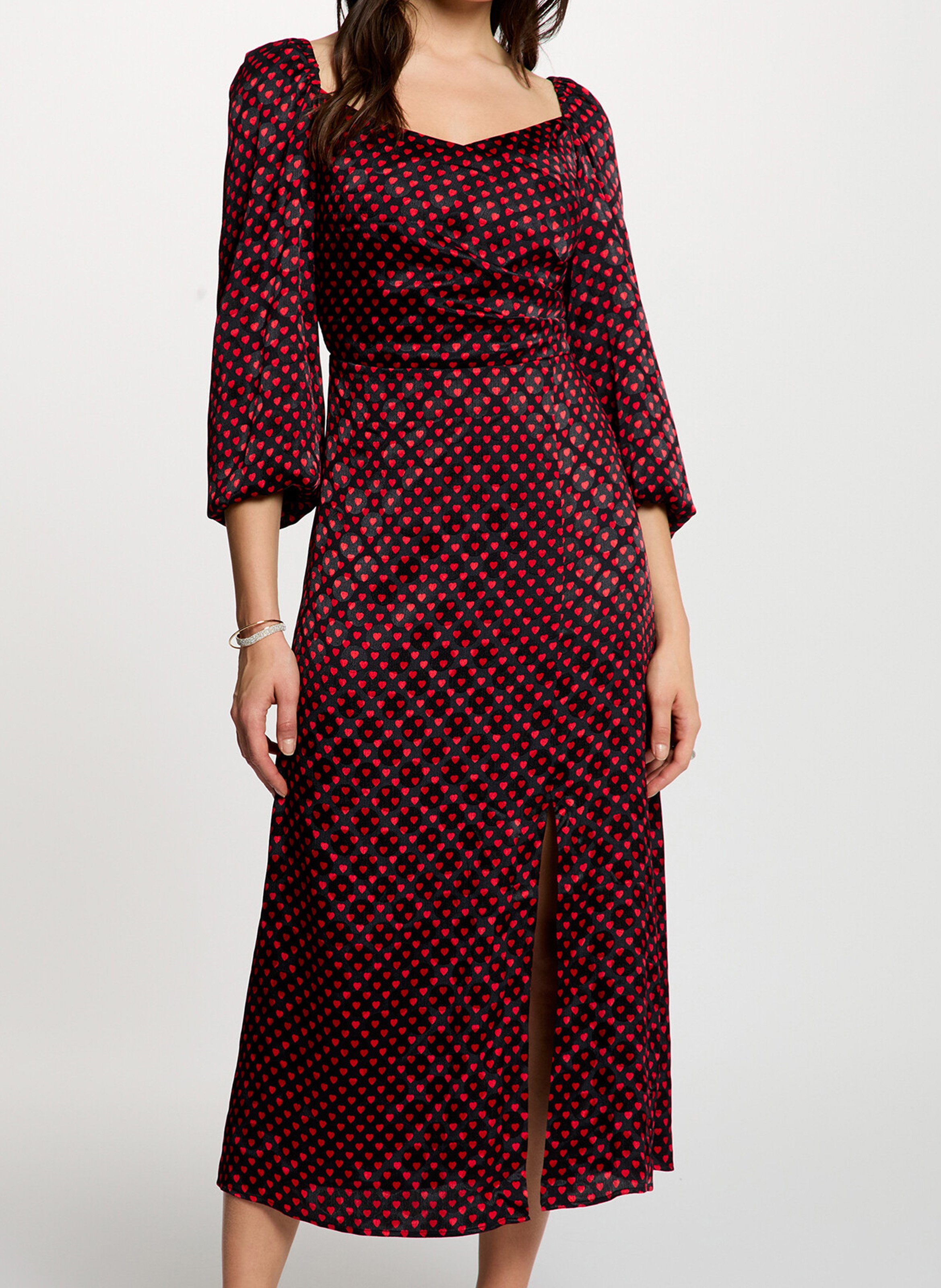 Mittellanges bedrucktes Satinkleid MORGAN Mehrfarbig