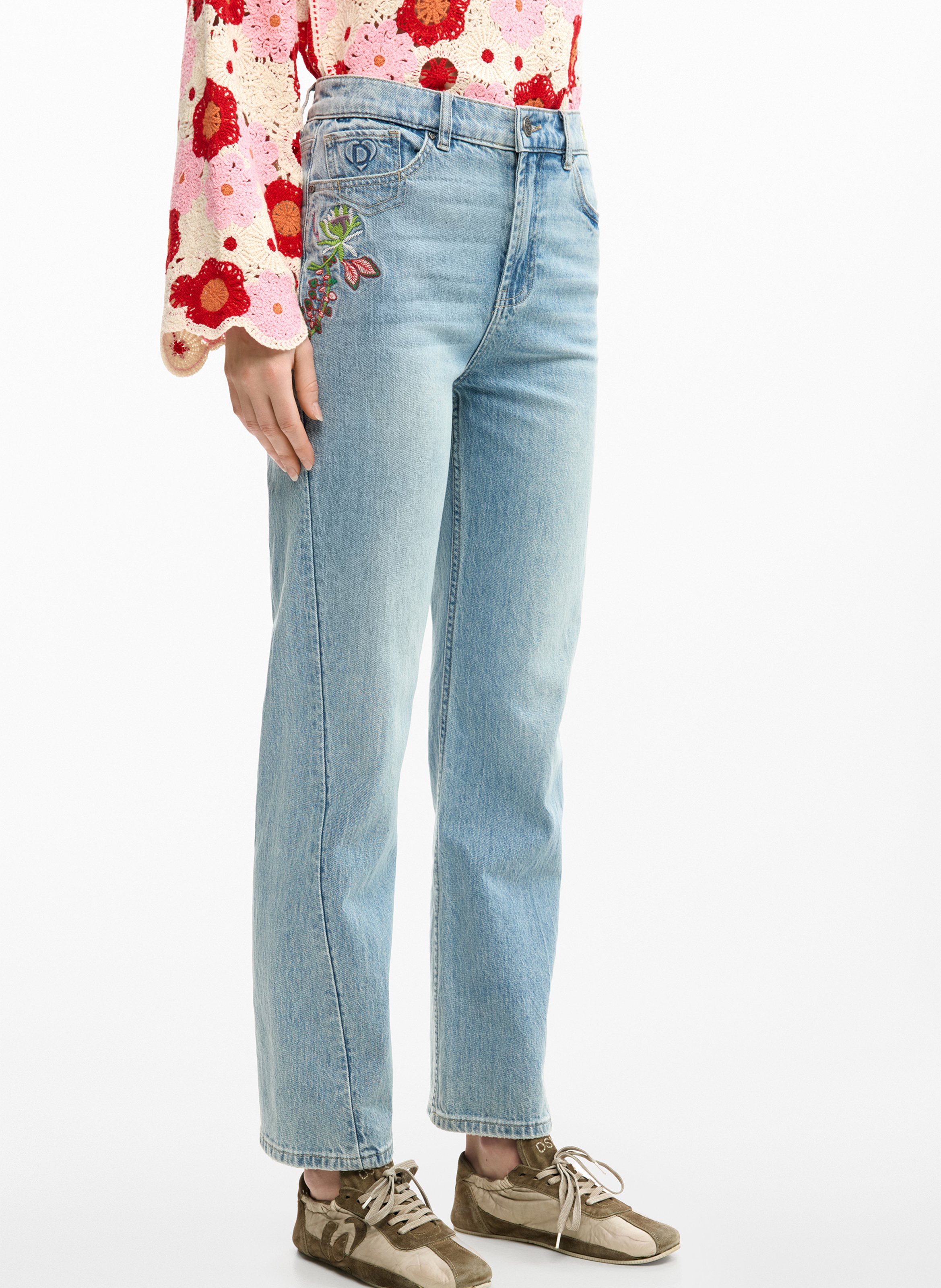 Bestickte Jeans mit 5 Taschen  DESIGUAL Blau