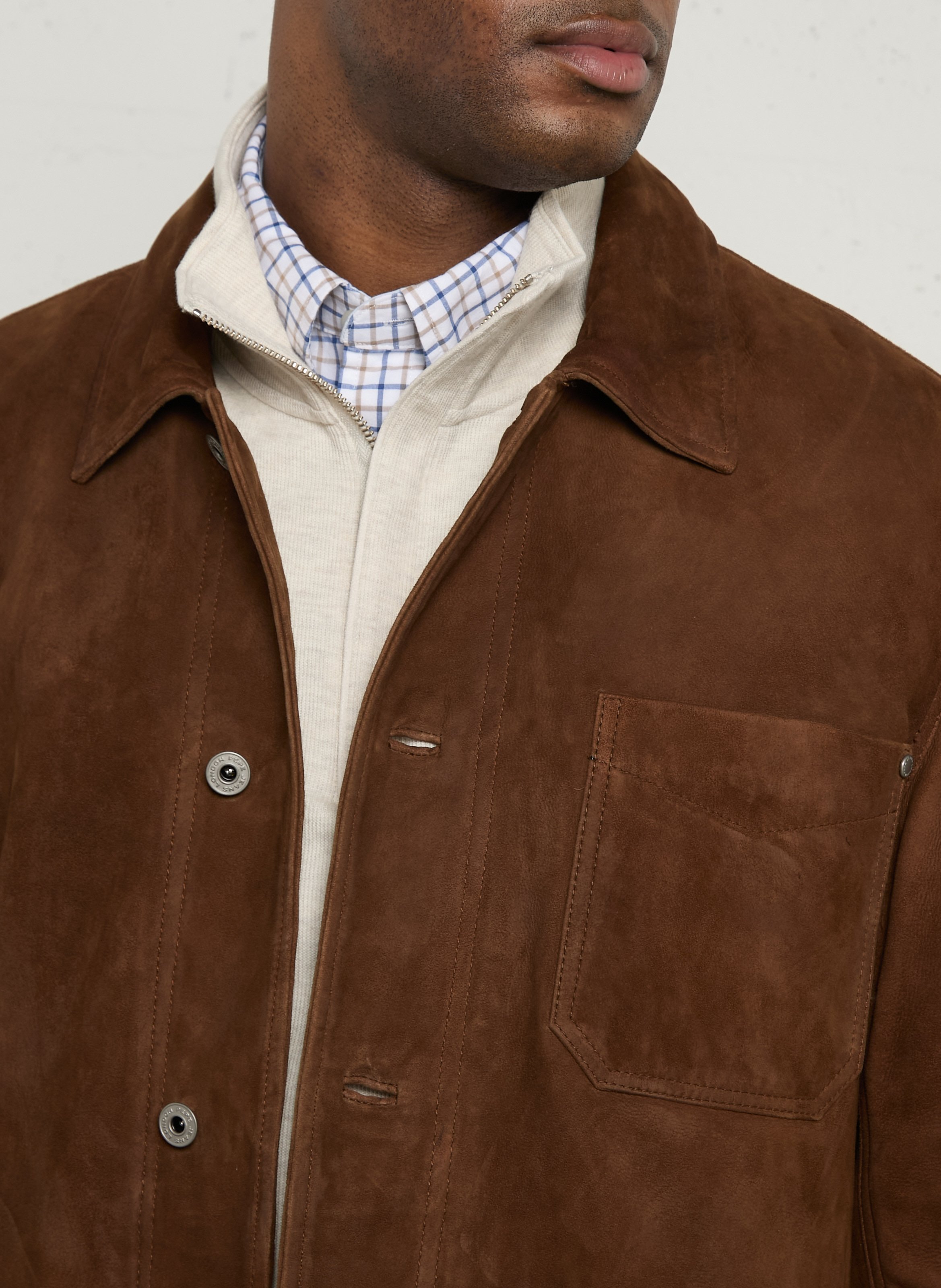 Straight-cut leather jacket PEPE JEANS Brown