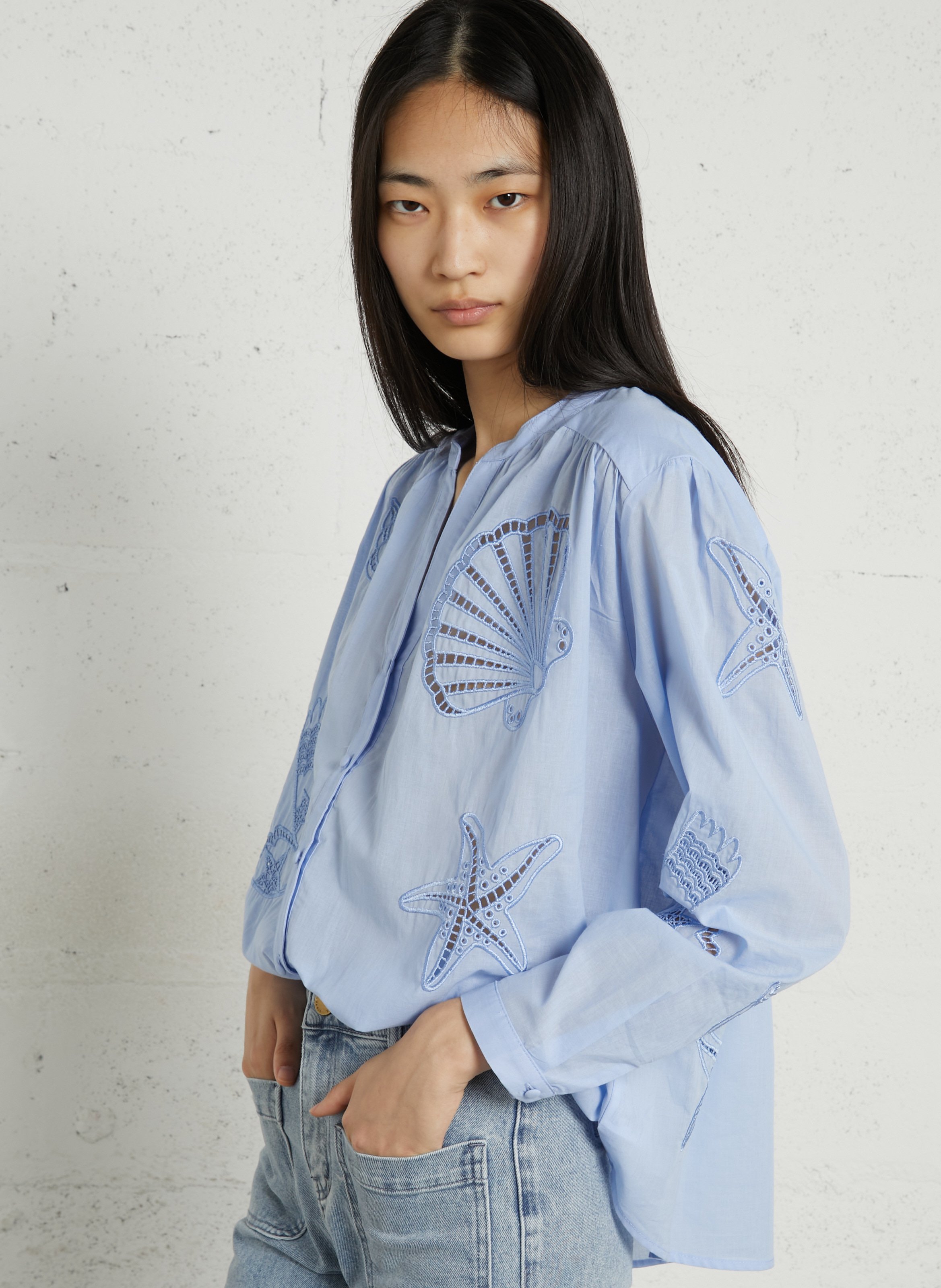 Blouse col V en coton LA PETITE ETOILE