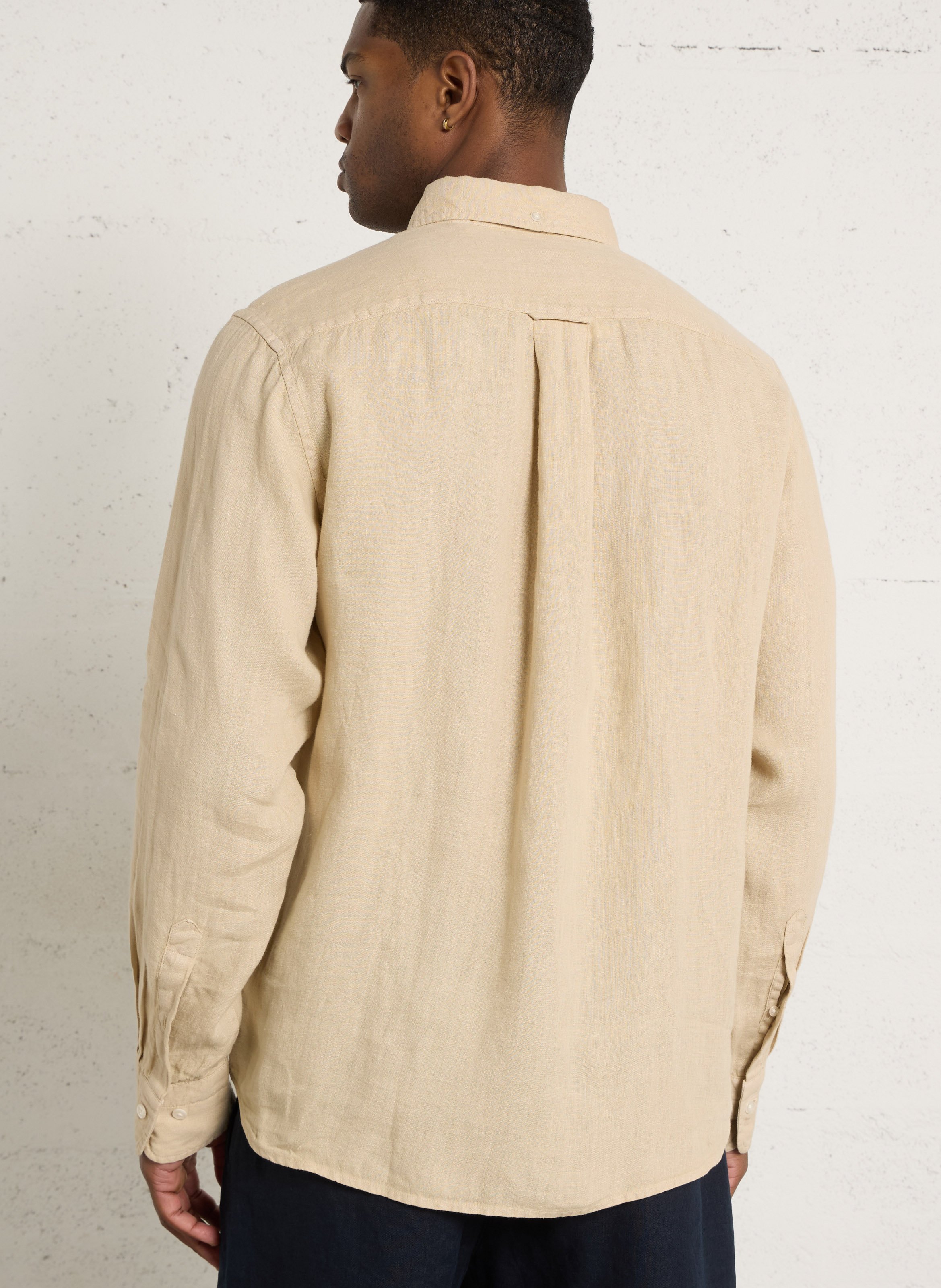 Chemise droite col classique en lin GANT Beige