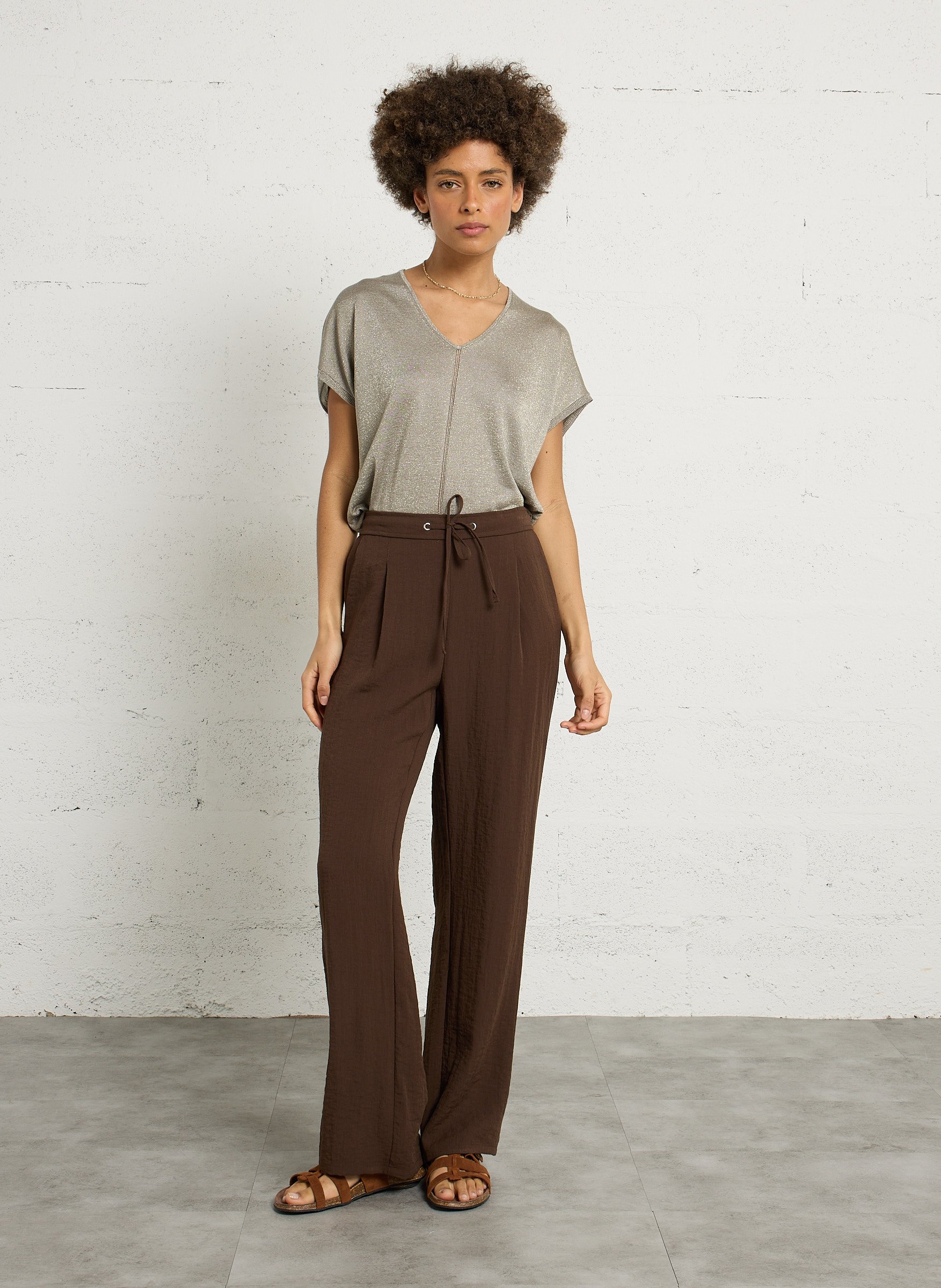 Ruime V-hals trui met pailletten SUD EXPRESS Groen