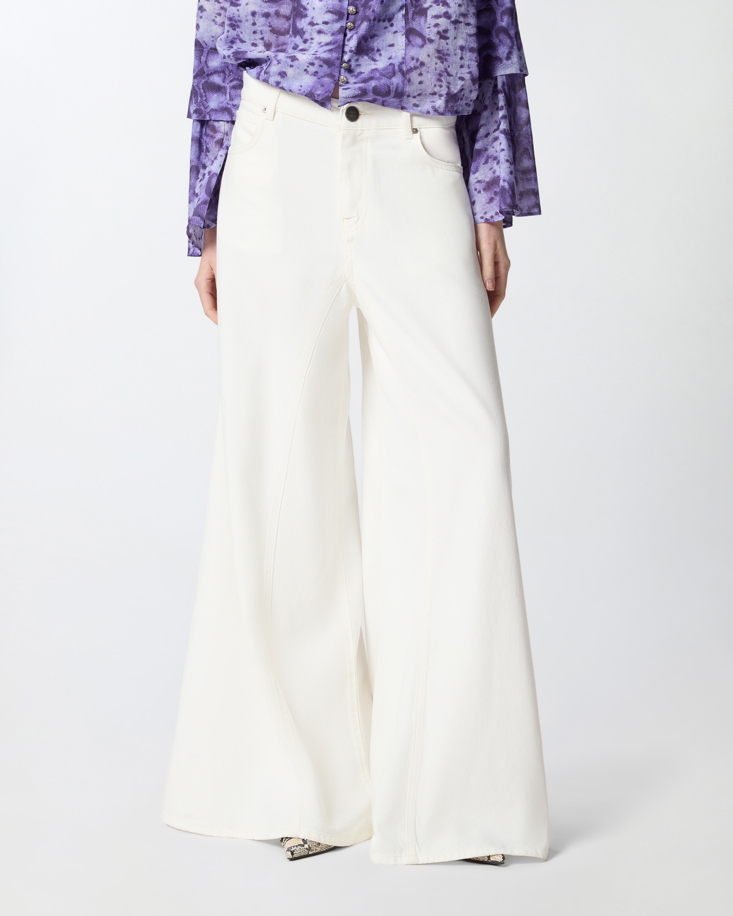 Jean super wide leg PINKO Blanc