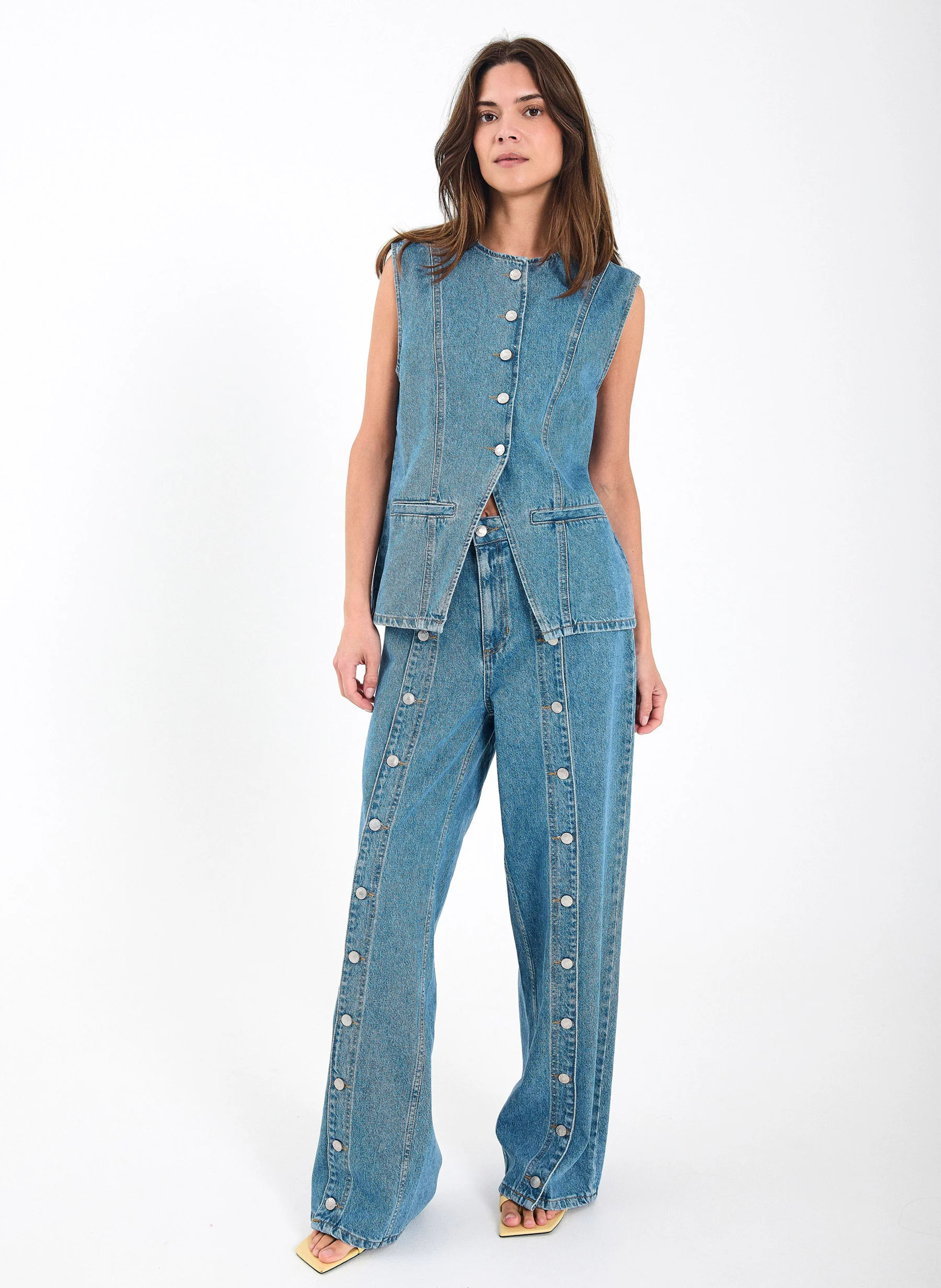 Wide leg jeans in organic cotton and cotton NORR Blue
