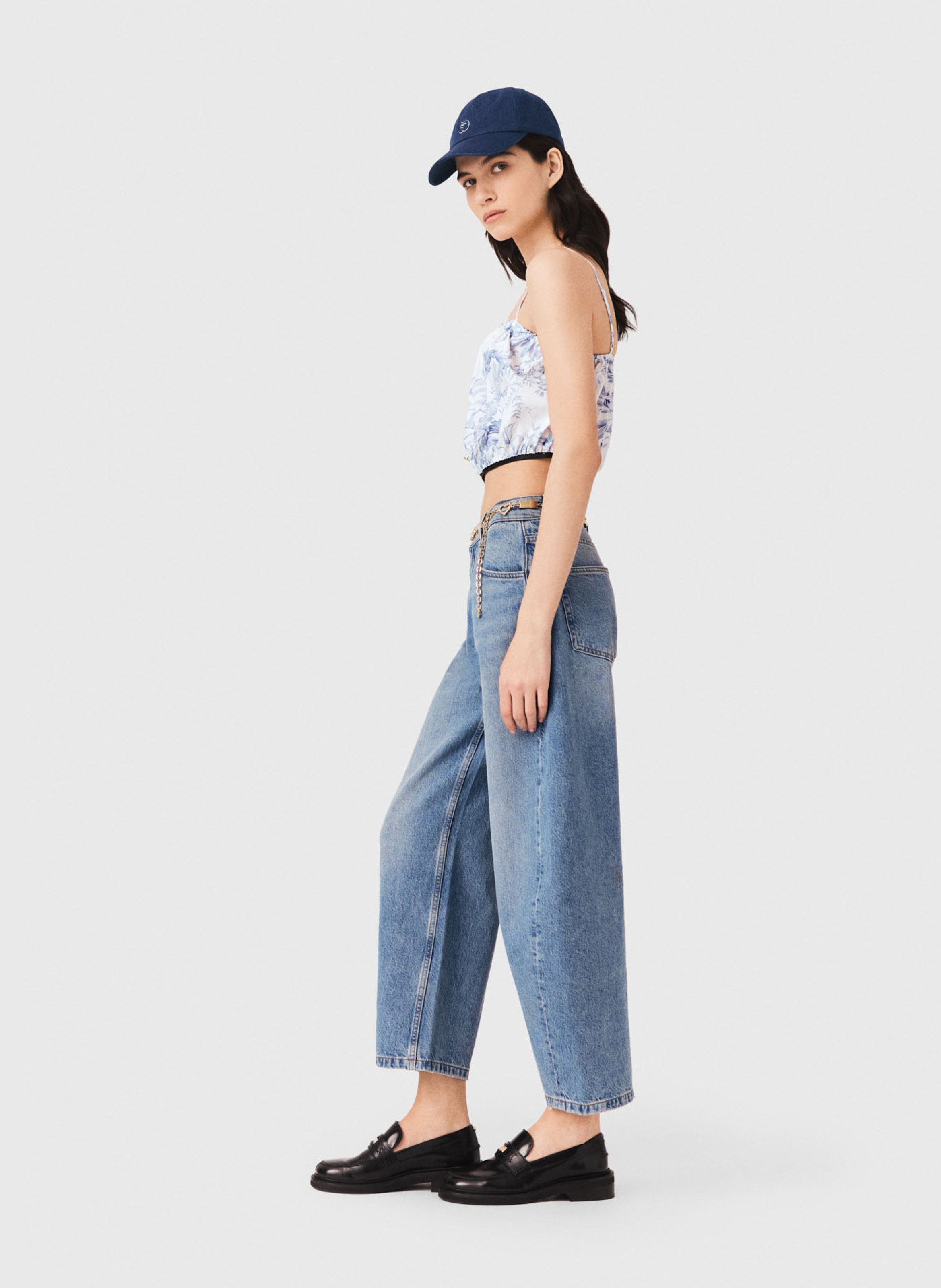 Top court à bretelles imprimé MAJE Bleu