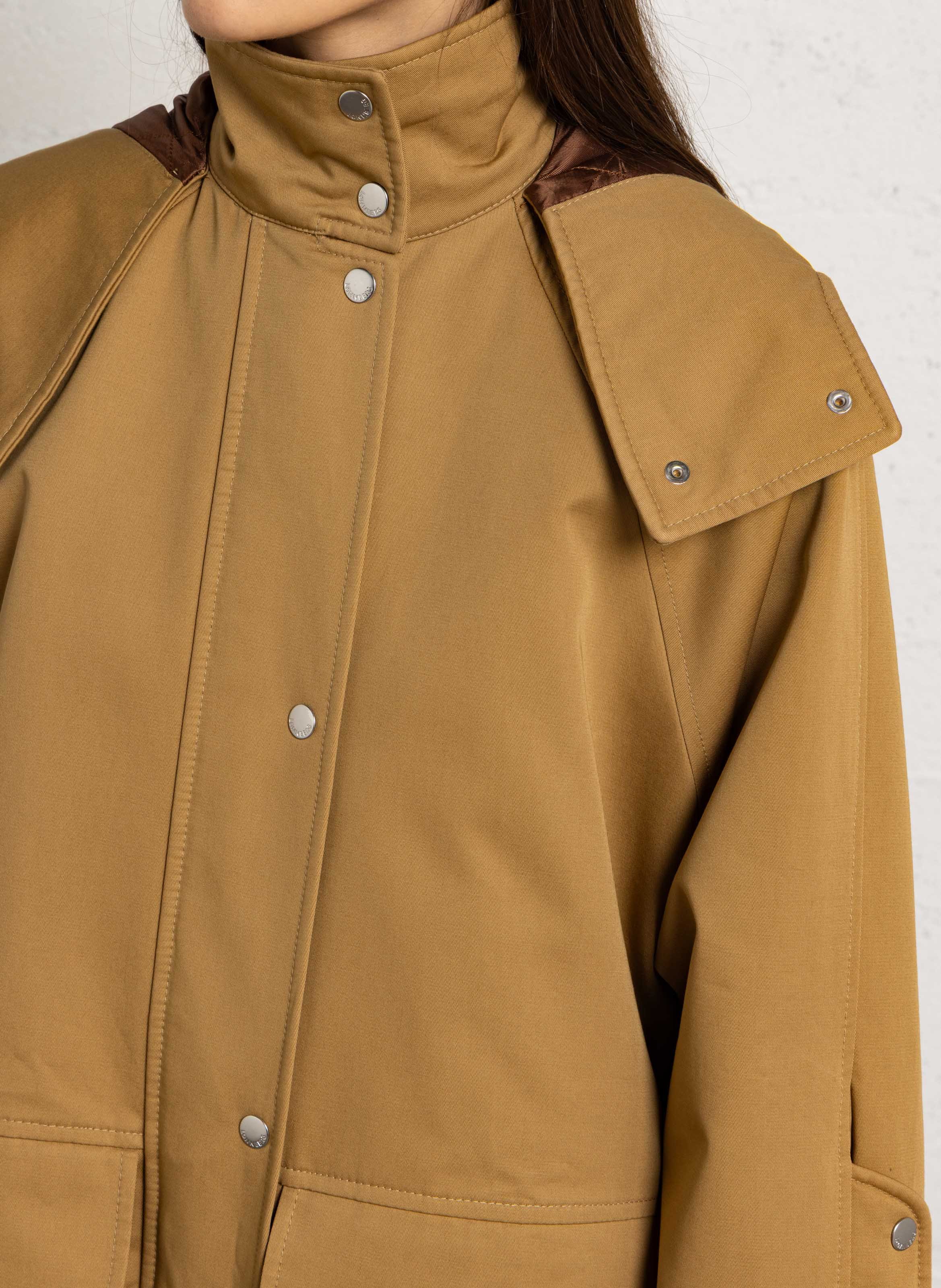 Jas met opstaande kraag en effen capuchon MARGAUX LONNBERG Beige