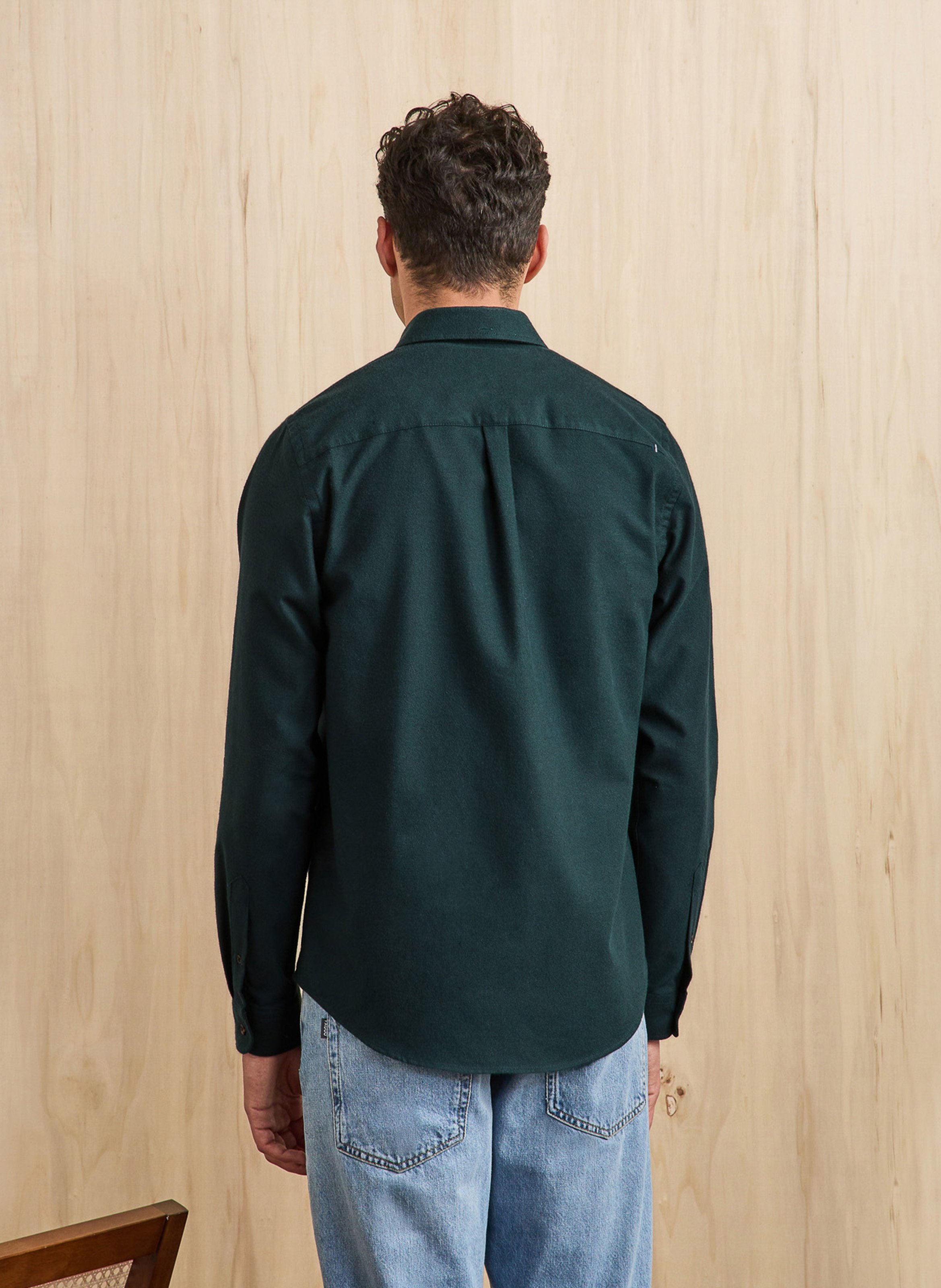Chemise droite col classique en coton | Vert FAGUO Homme