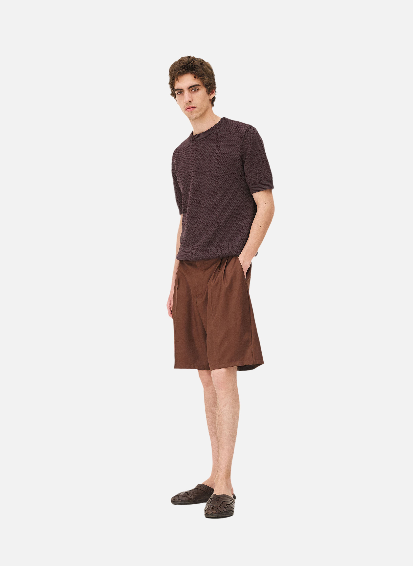 Short-sleeve knit MADERA BROWN Noyoco Brown