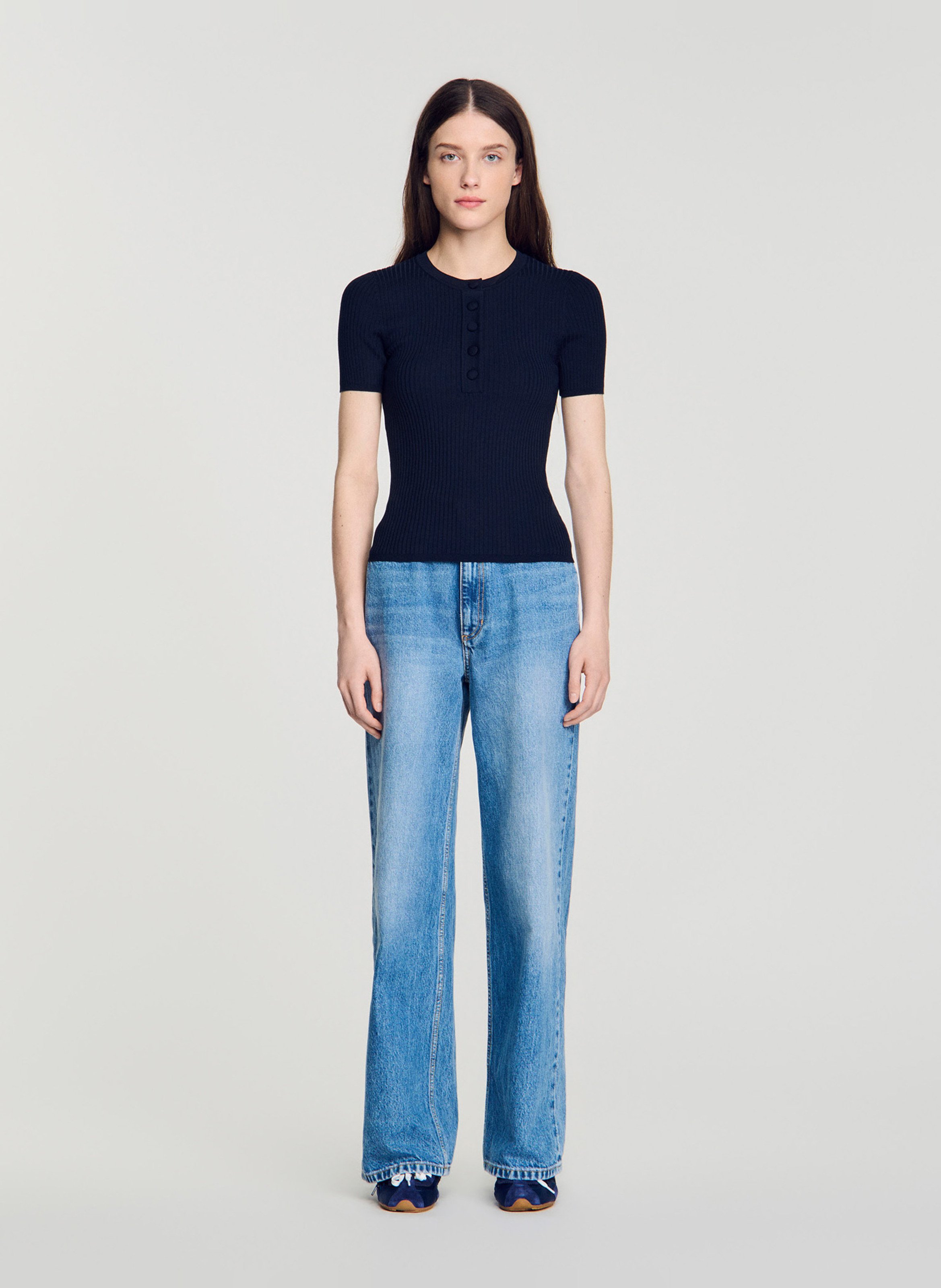 T-shirt met ronde hals SANDRO Blauw