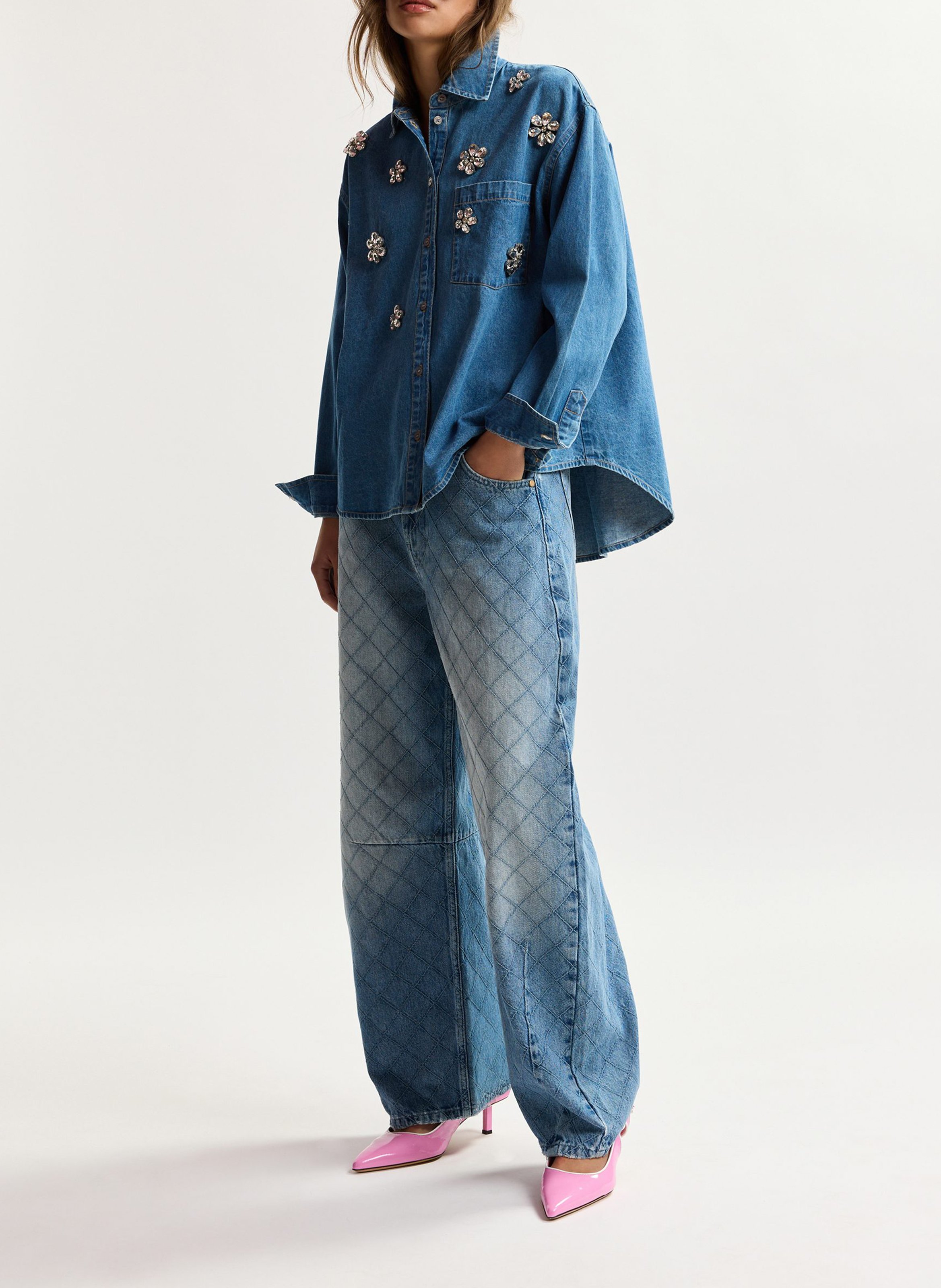 Oversize-Bluse aus Baumwolle mit klassischem Kragen ESSENTIEL ANTWERP Blau