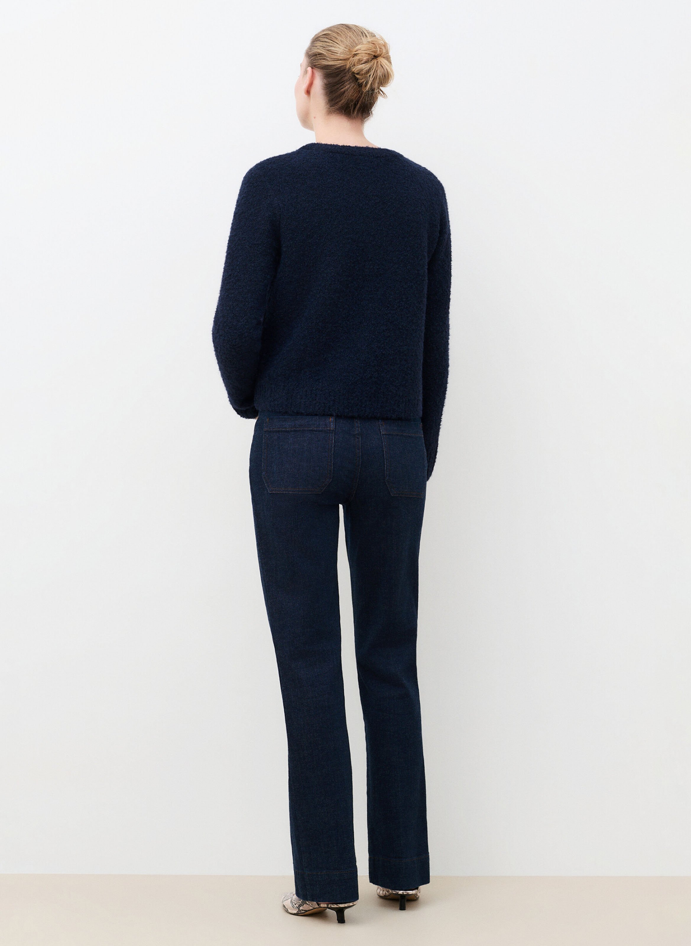 Gilet droit col rond CAROLL Bleu