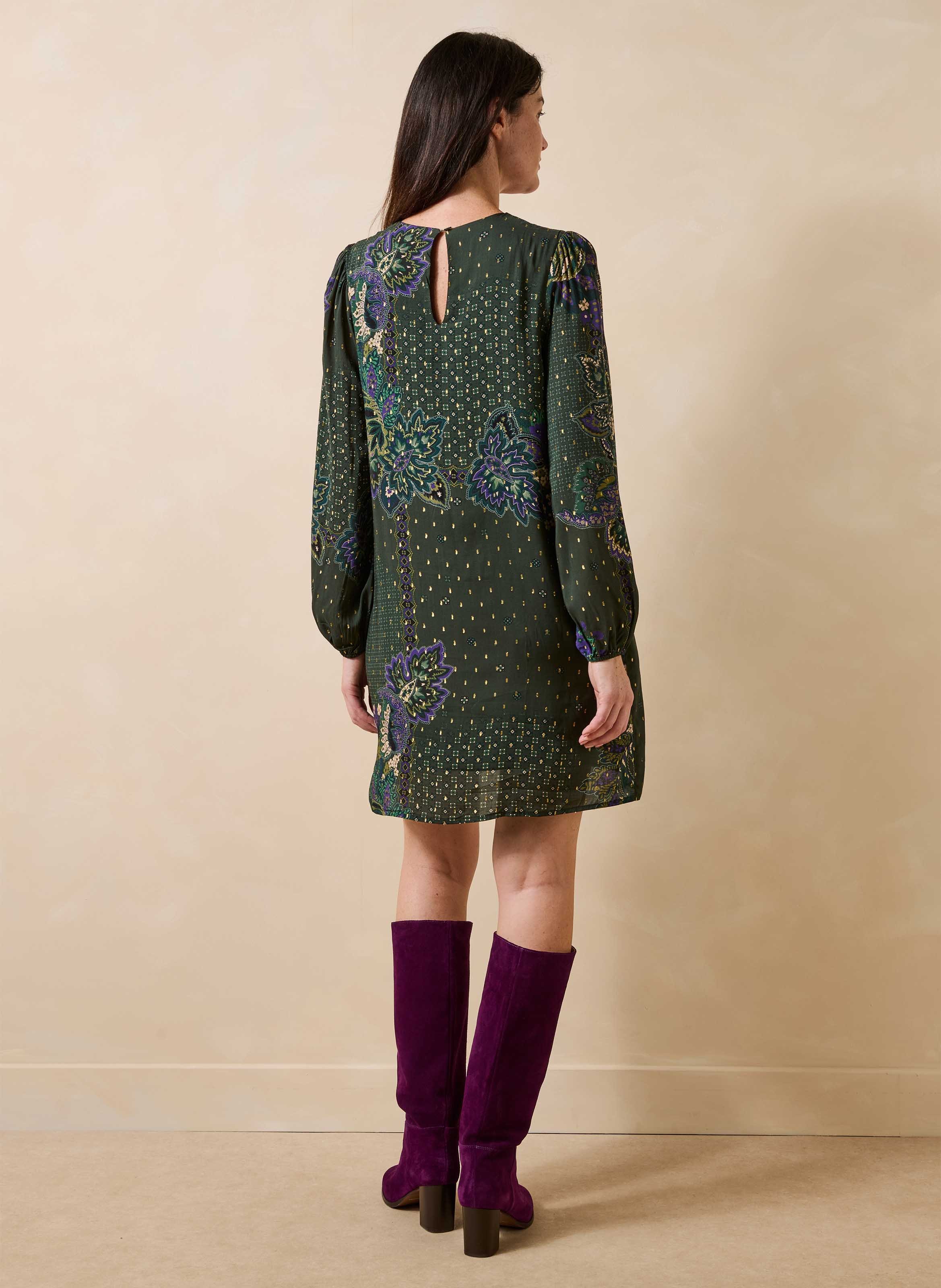 Robe droite courte à imprimé | Vert LA FEE MARABOUTEE Femme