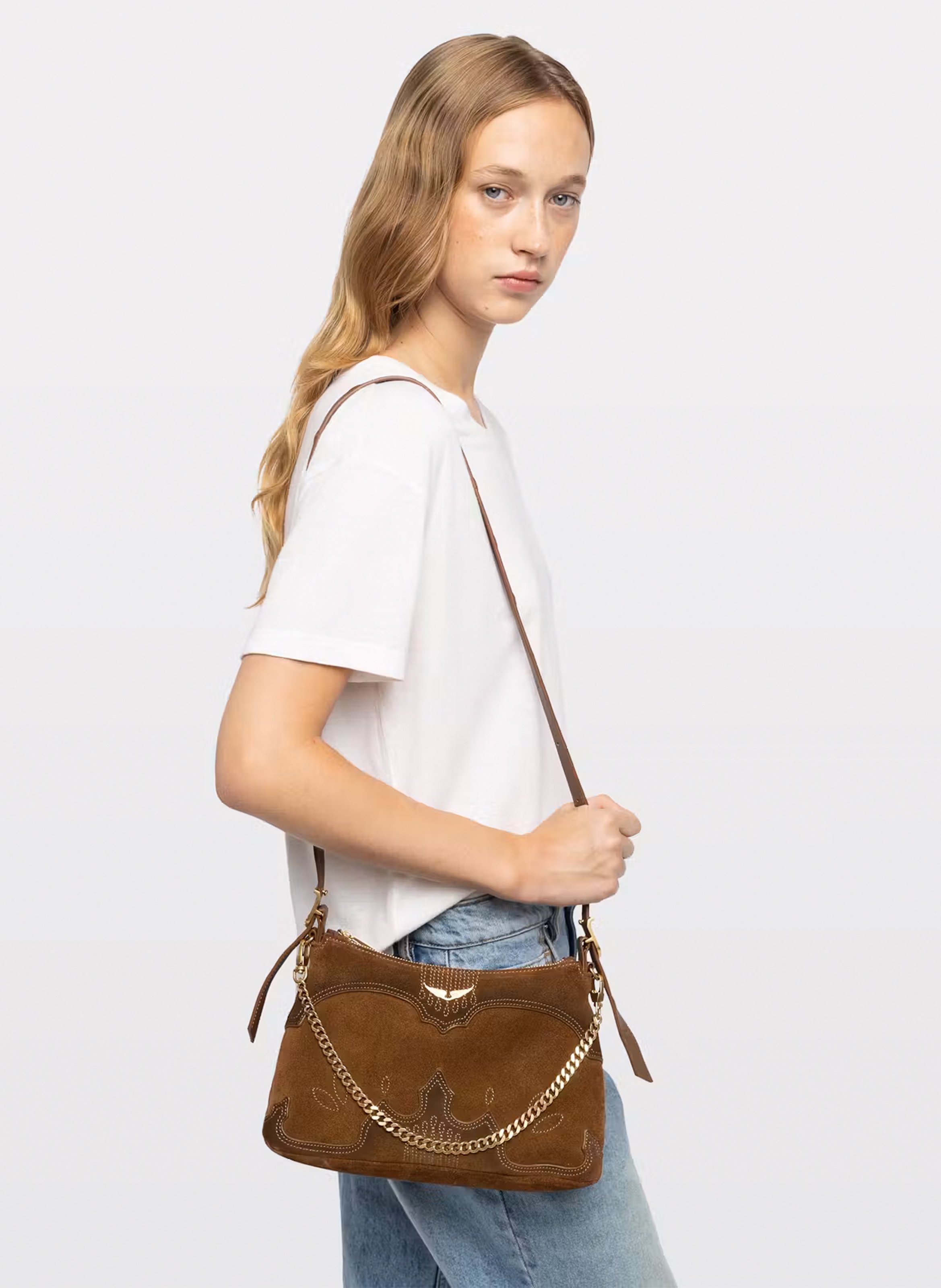 Sac bandoulière en cuir ZADIG&VOLTAIRE Marron
