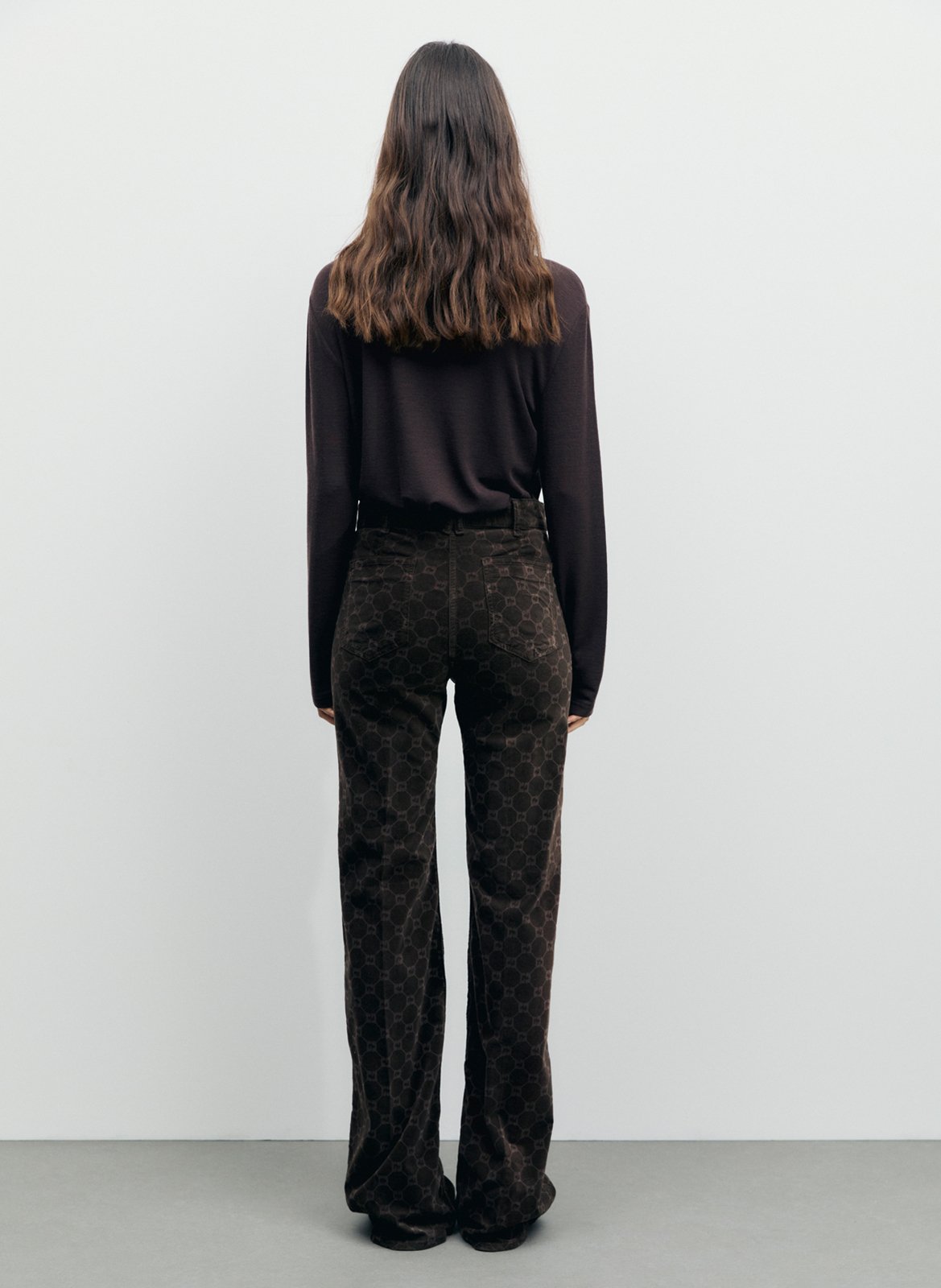 Jean flare motif monogramme en coton mélangé GERARD DAREL Marron