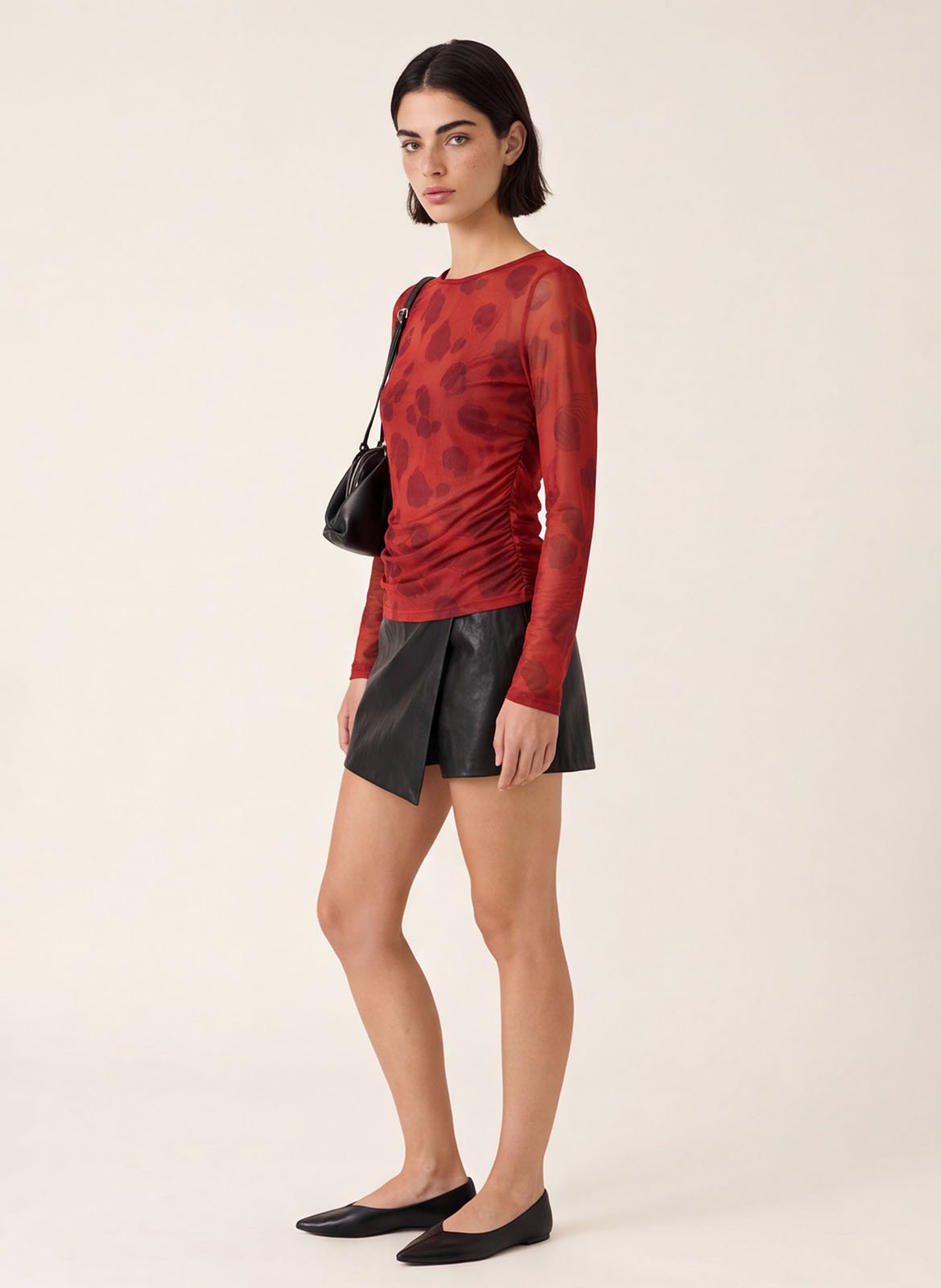 Top manches longues à imprimé floral KOOKAI Rouge