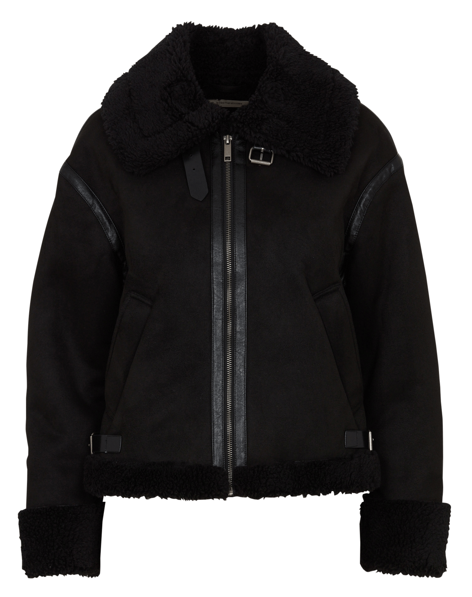 Velvet faux leather bomber jacket LA FEE MARABOUTEE Black