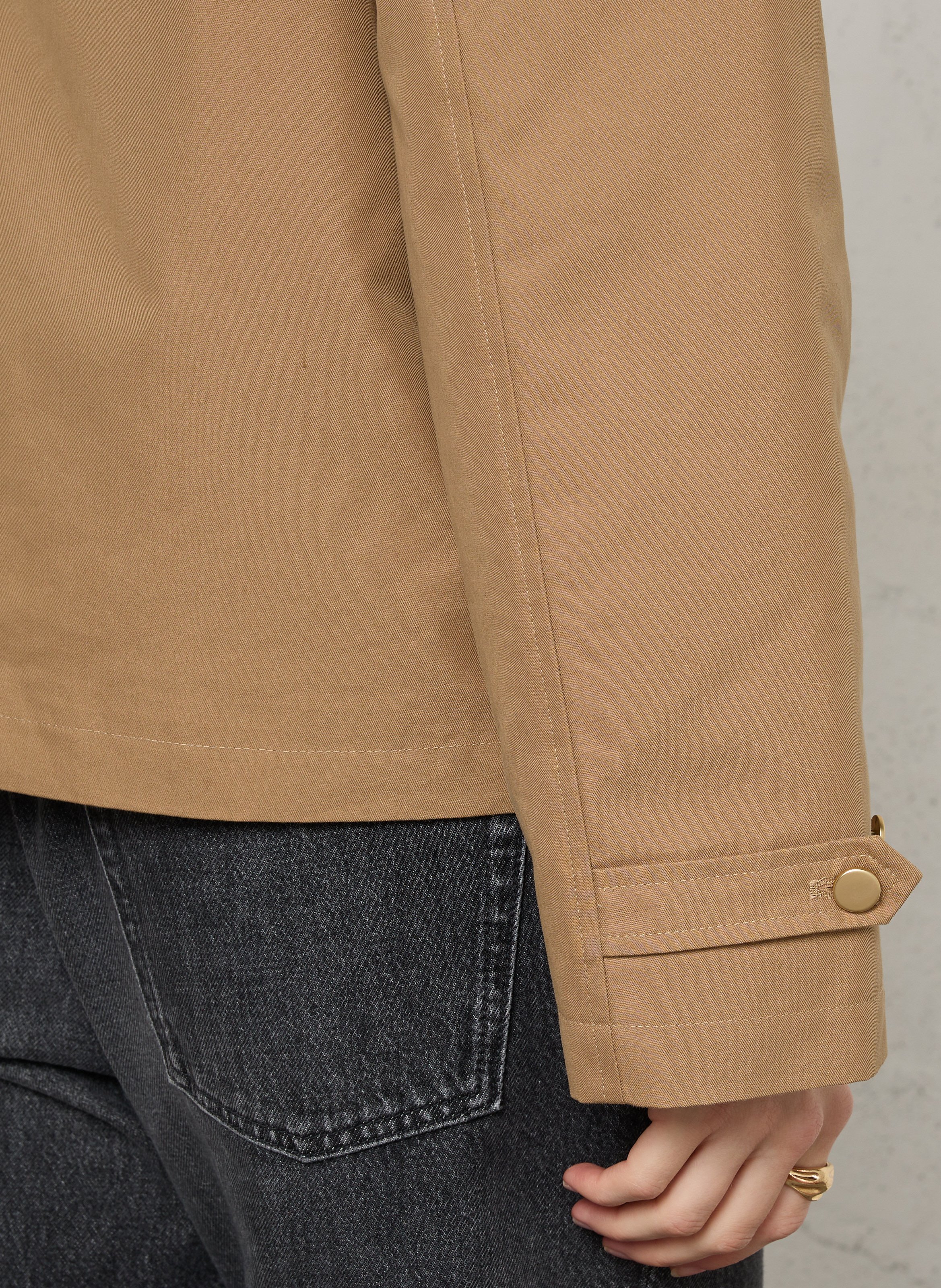 Einfarbige Jacke mit Cordkragen SUD EXPRESS Beige