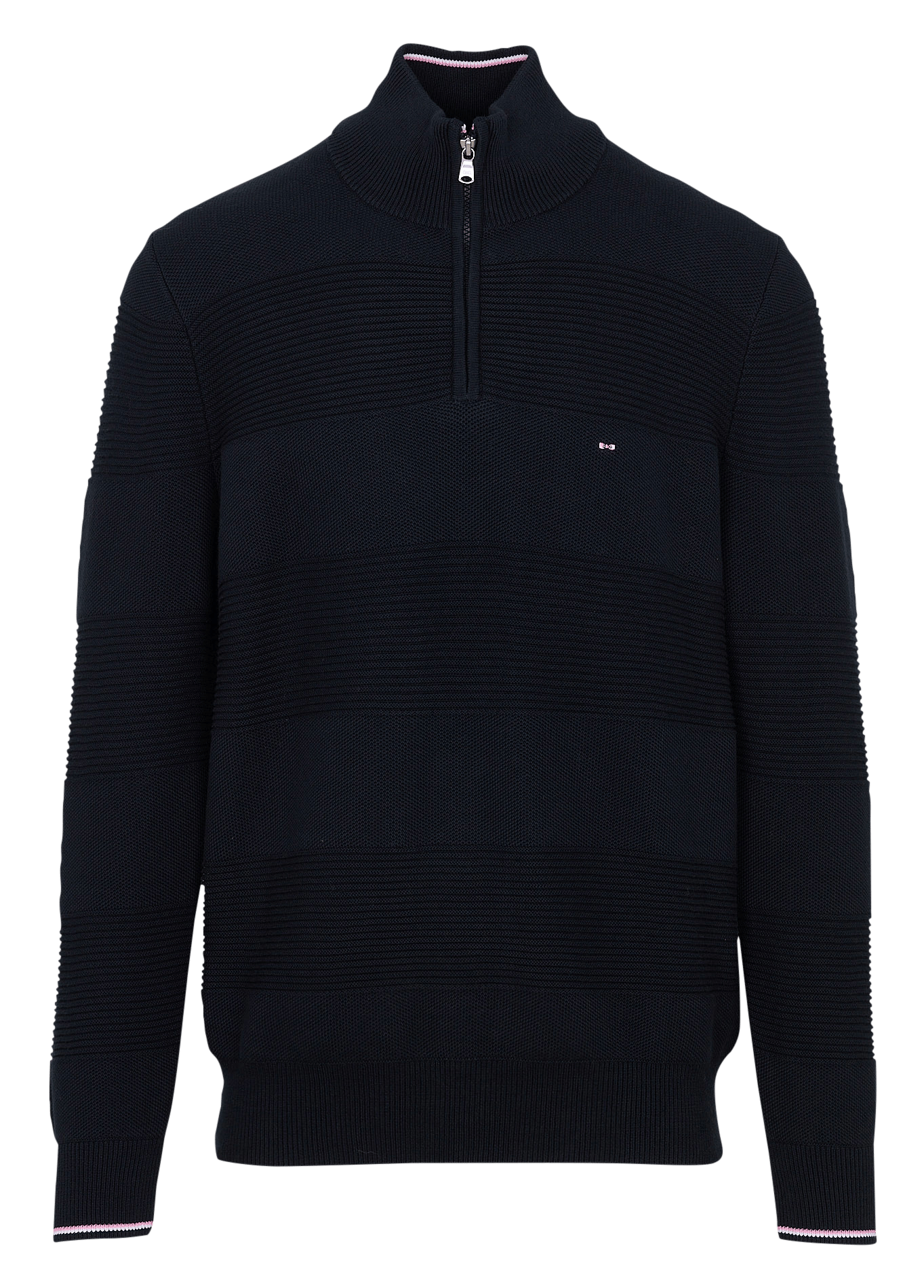 Straight-fit high-neck zip-up sweater in cotton blend EDEN PARK Blue