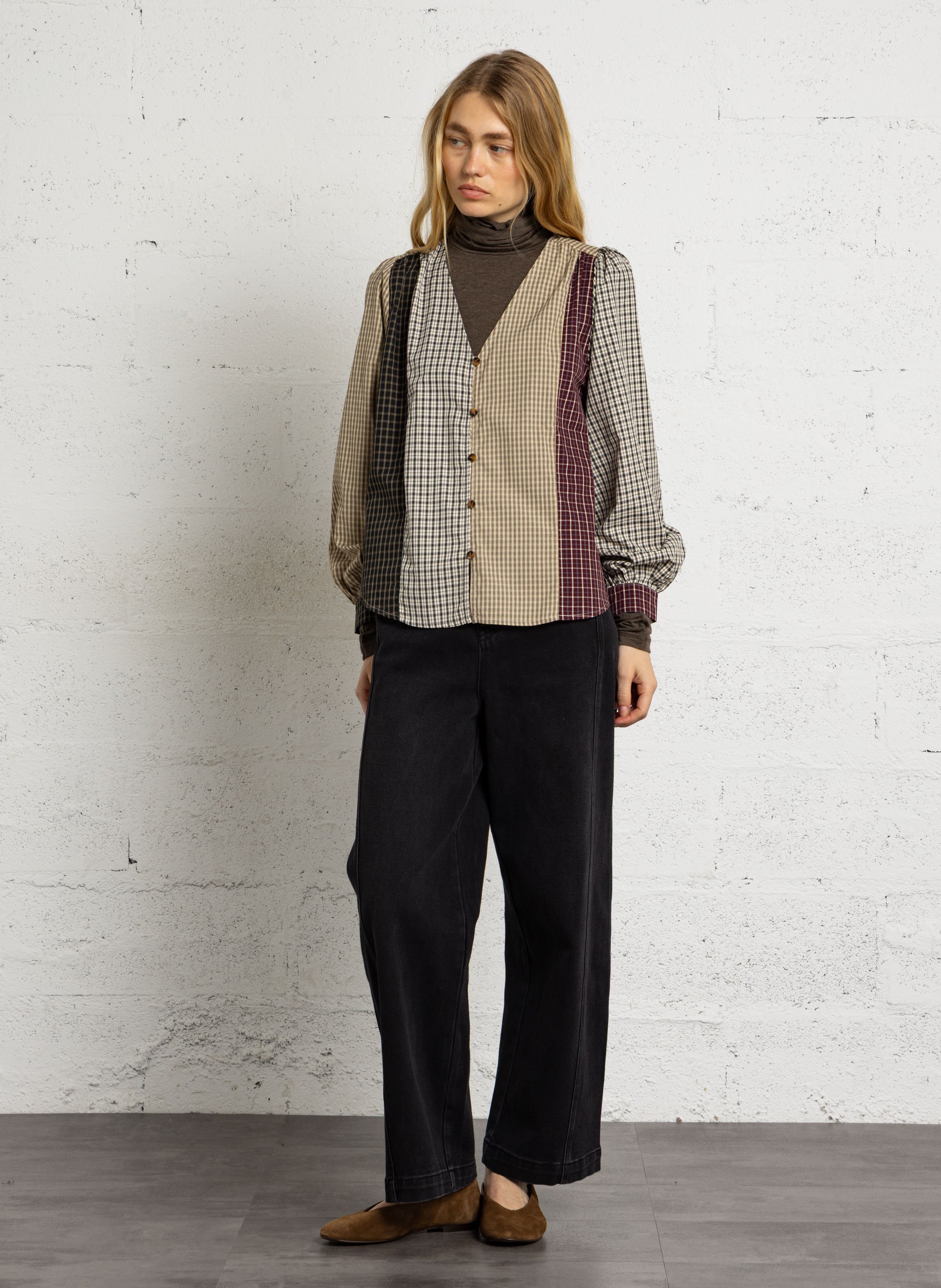 Straight checkered cotton blouse LA PETITE ETOILE Multicolored