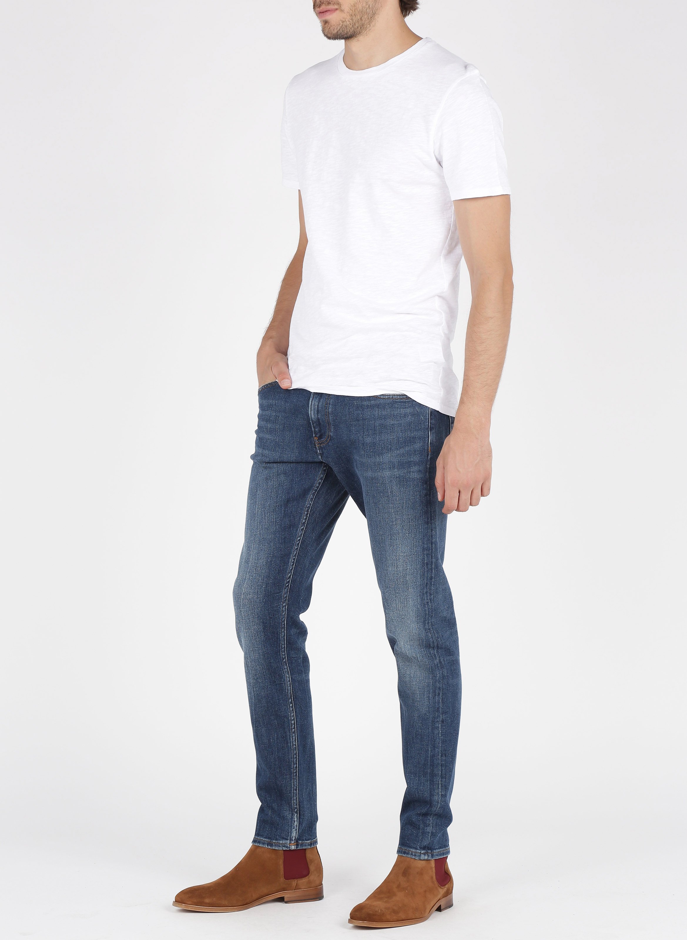 Tee-shirt regular-fit à col rond en coton AMERICAN VINTAGE Blanc