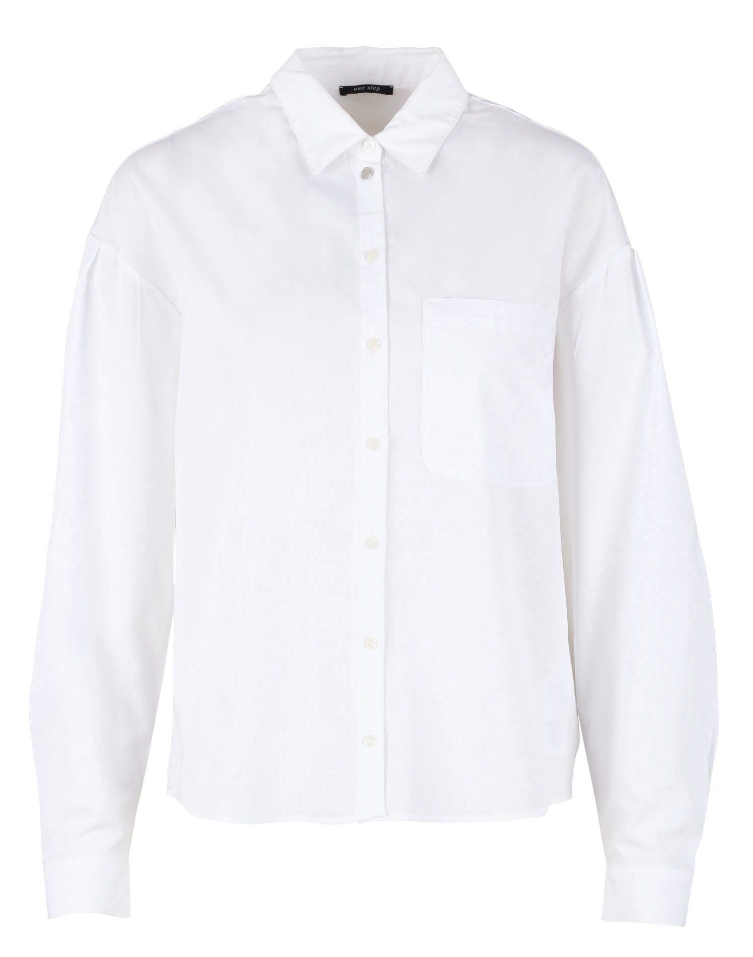 Cotton shirt with classic collar ONE STEP White