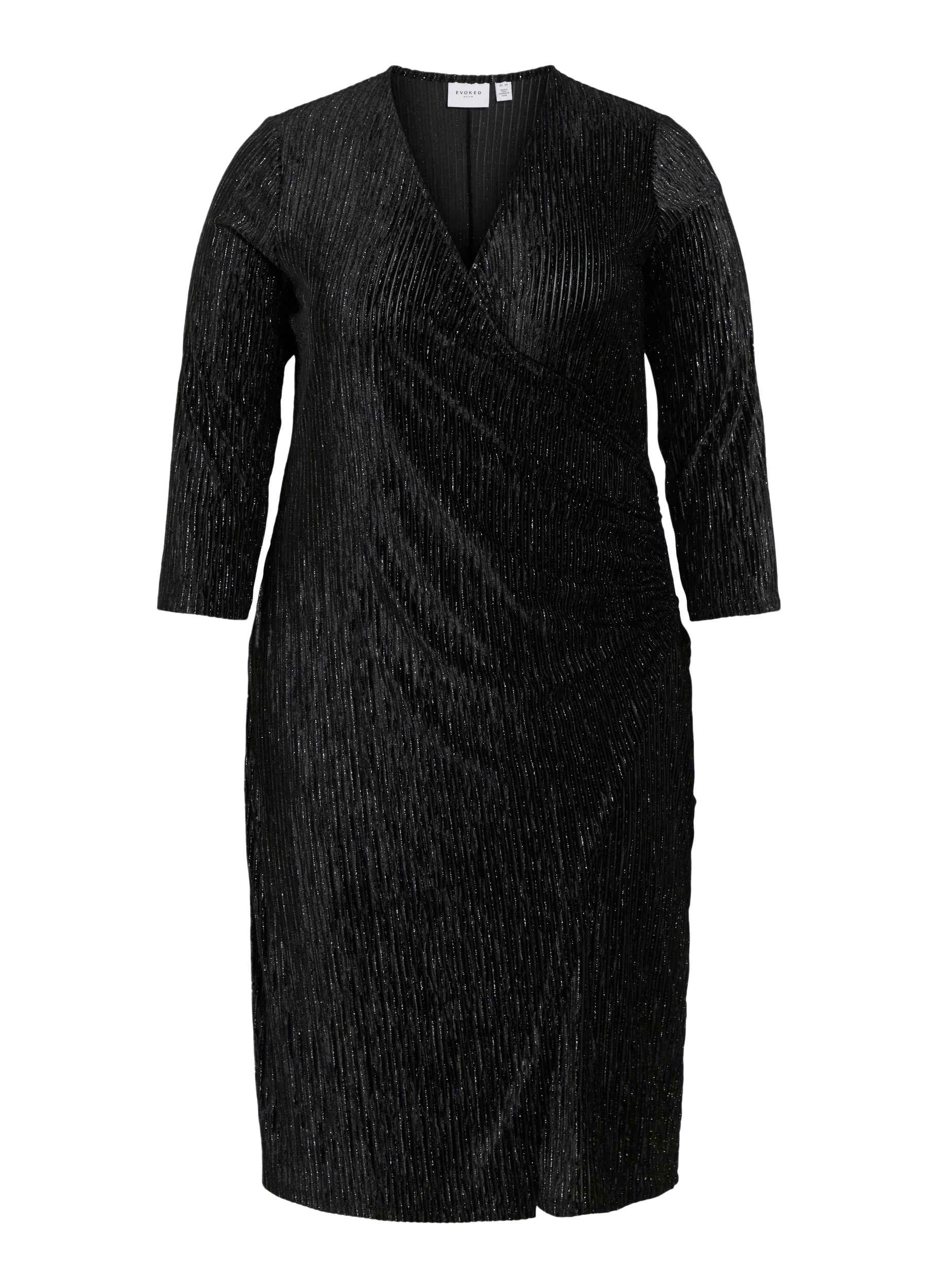 Robe courte cache coeur en velours côtelé EVOKED Noir