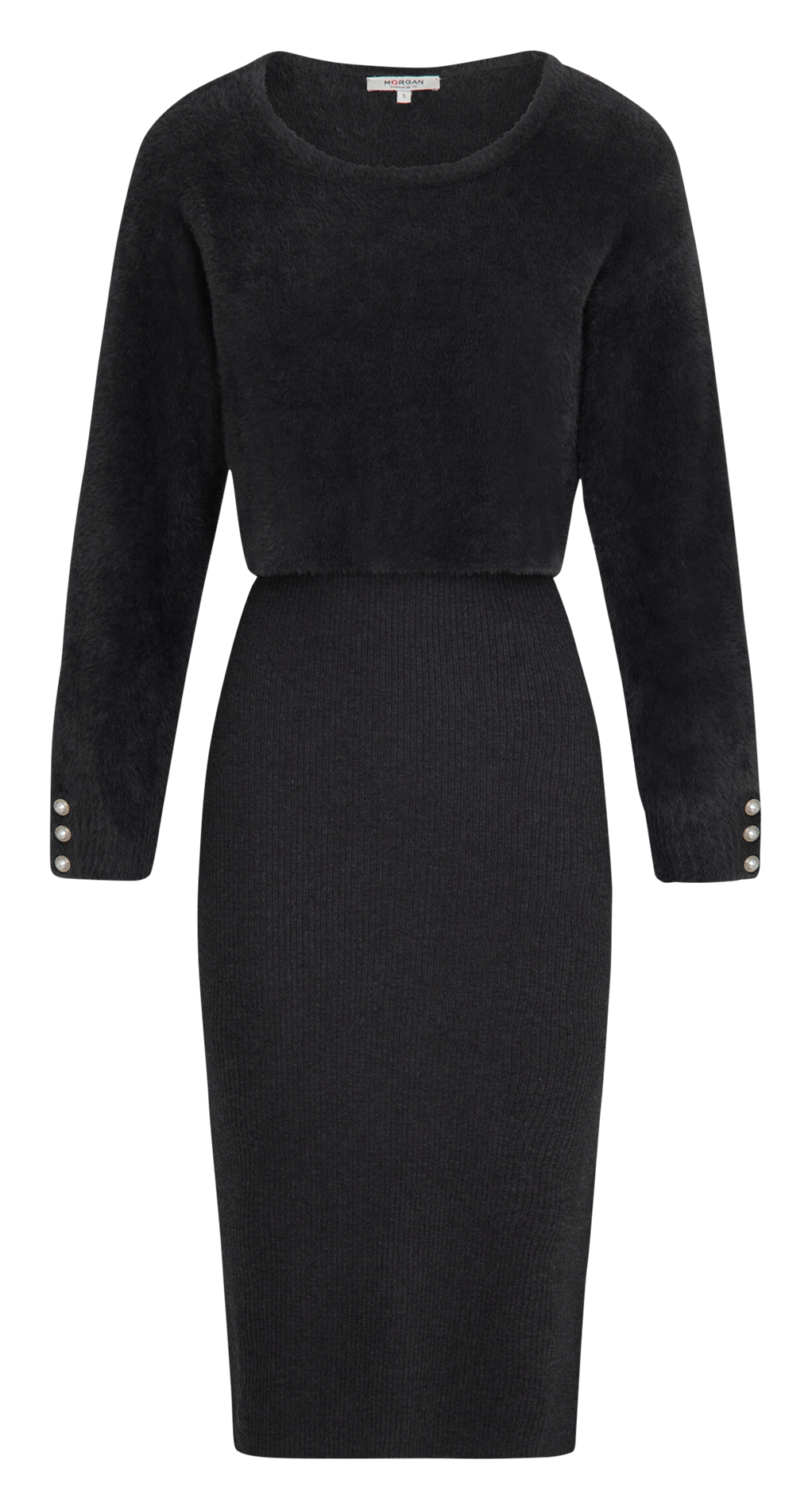 Halflange jurk met ronde hals MORGAN Grijs