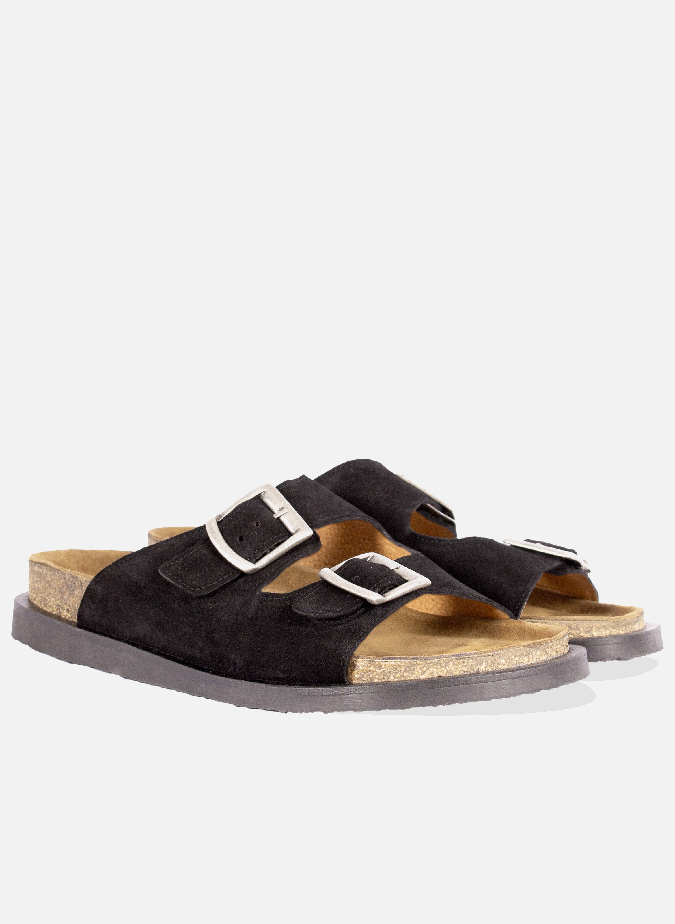 Cork leather suede mules JULES & JENN Black