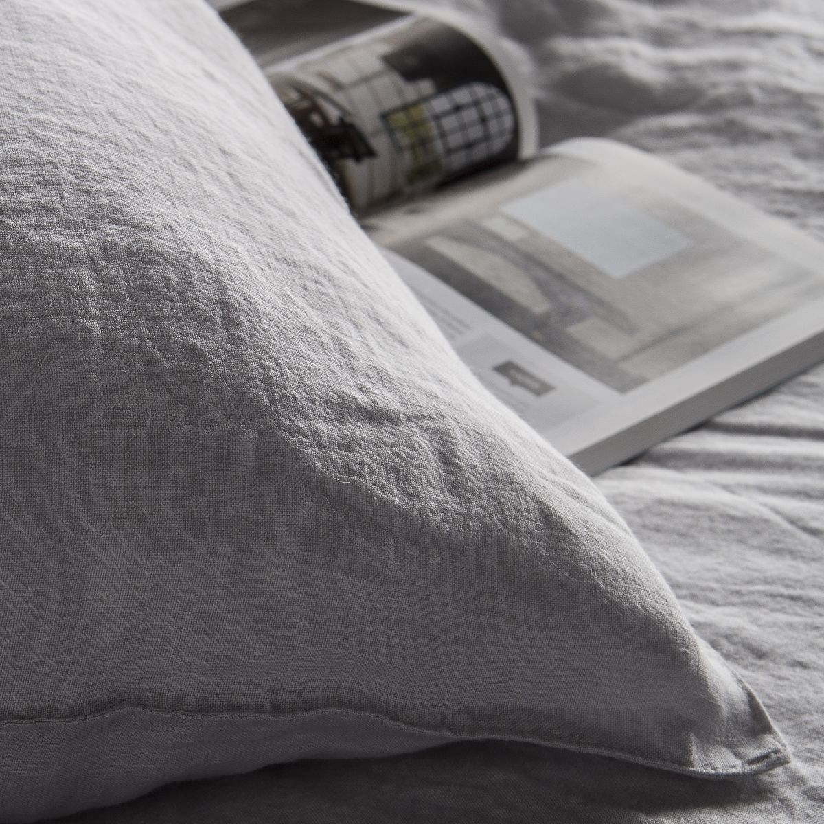 Solid washed linen pillowcase TODAY LINGE DE MAISON Grey