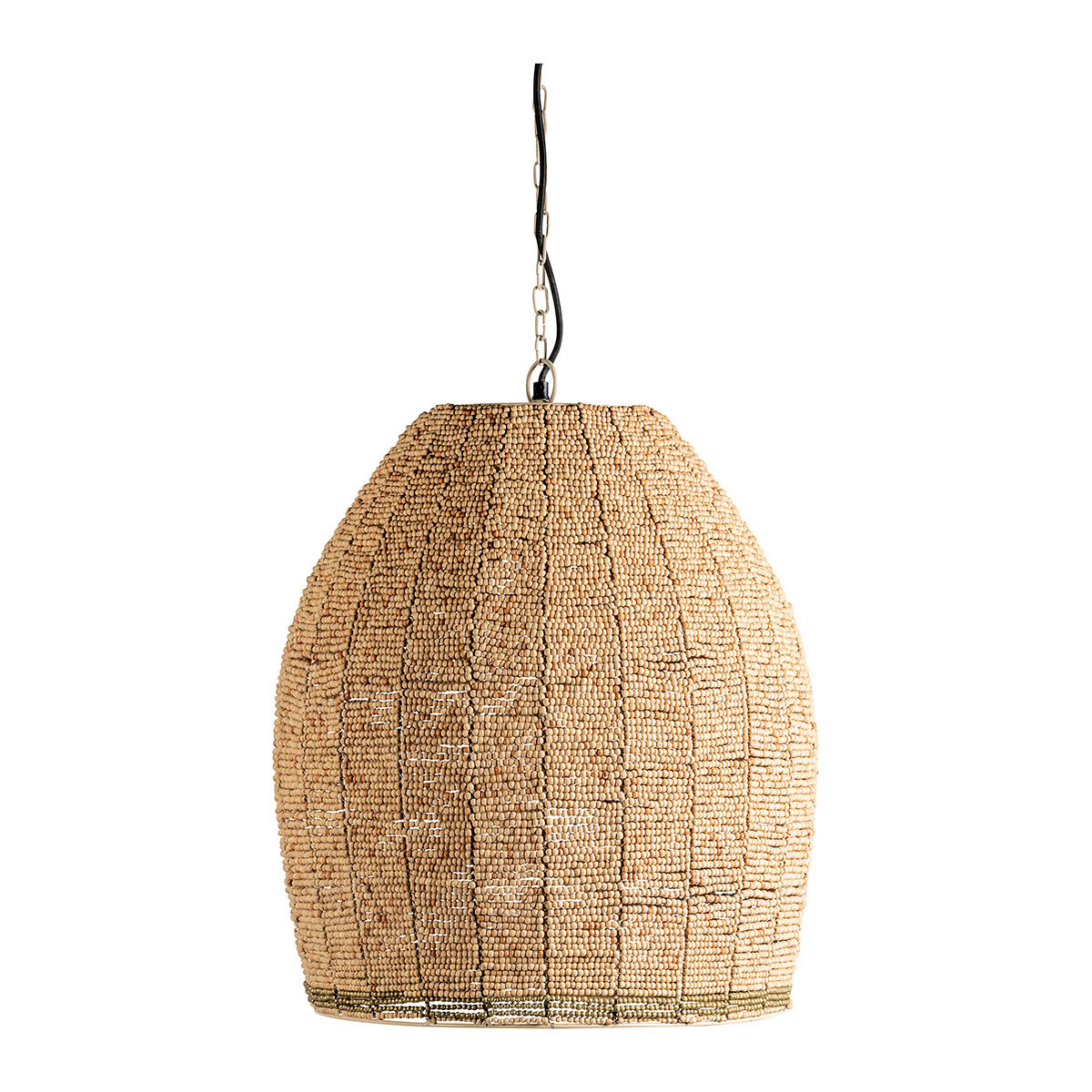 Gaya wooden bead pendant light - natural and gold - ø 47 cm BLANC D'IVOIRE Beige