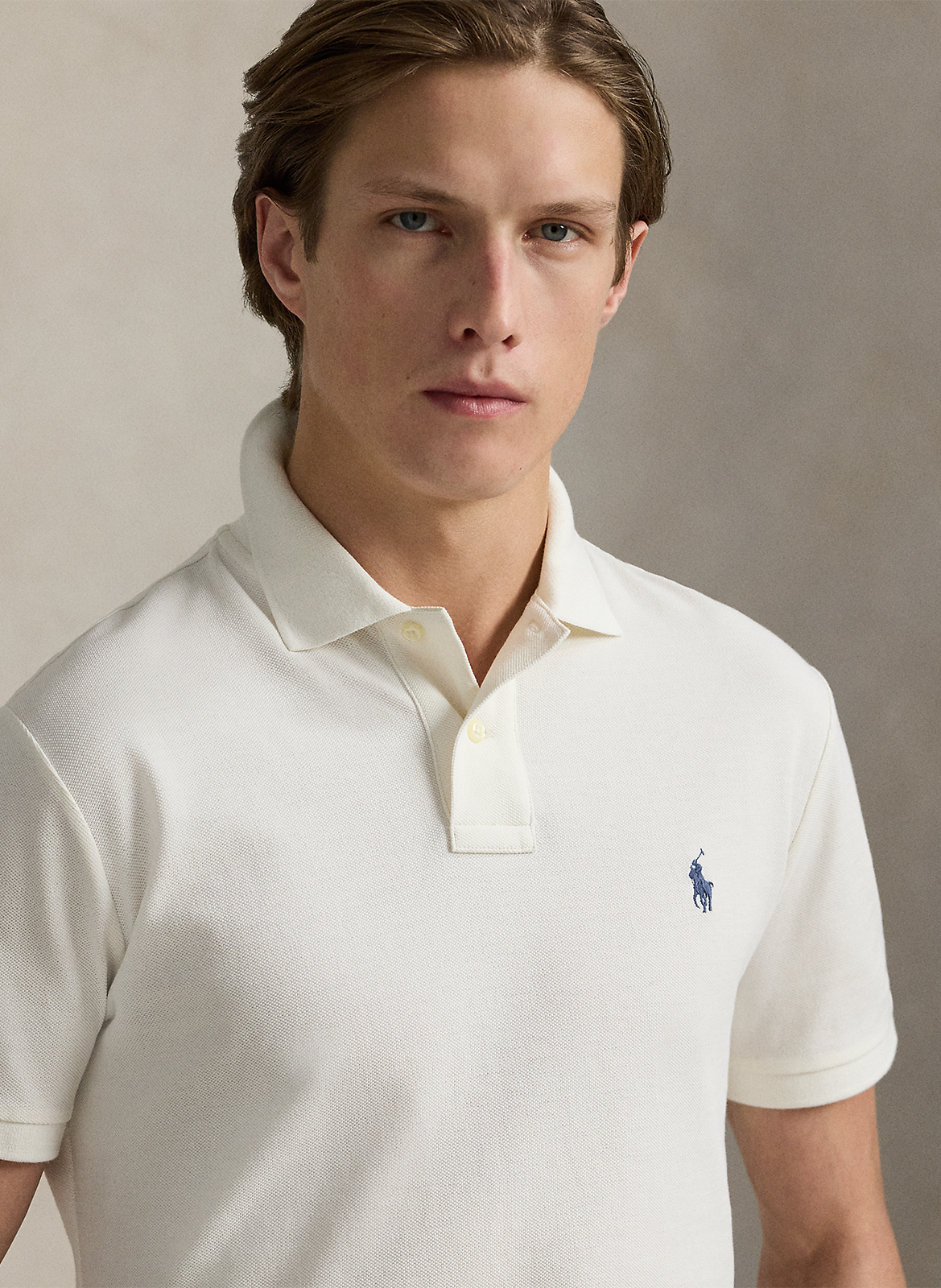 Getailleerde katoenen polo met korte mouwen POLO RALPH LAUREN Beige