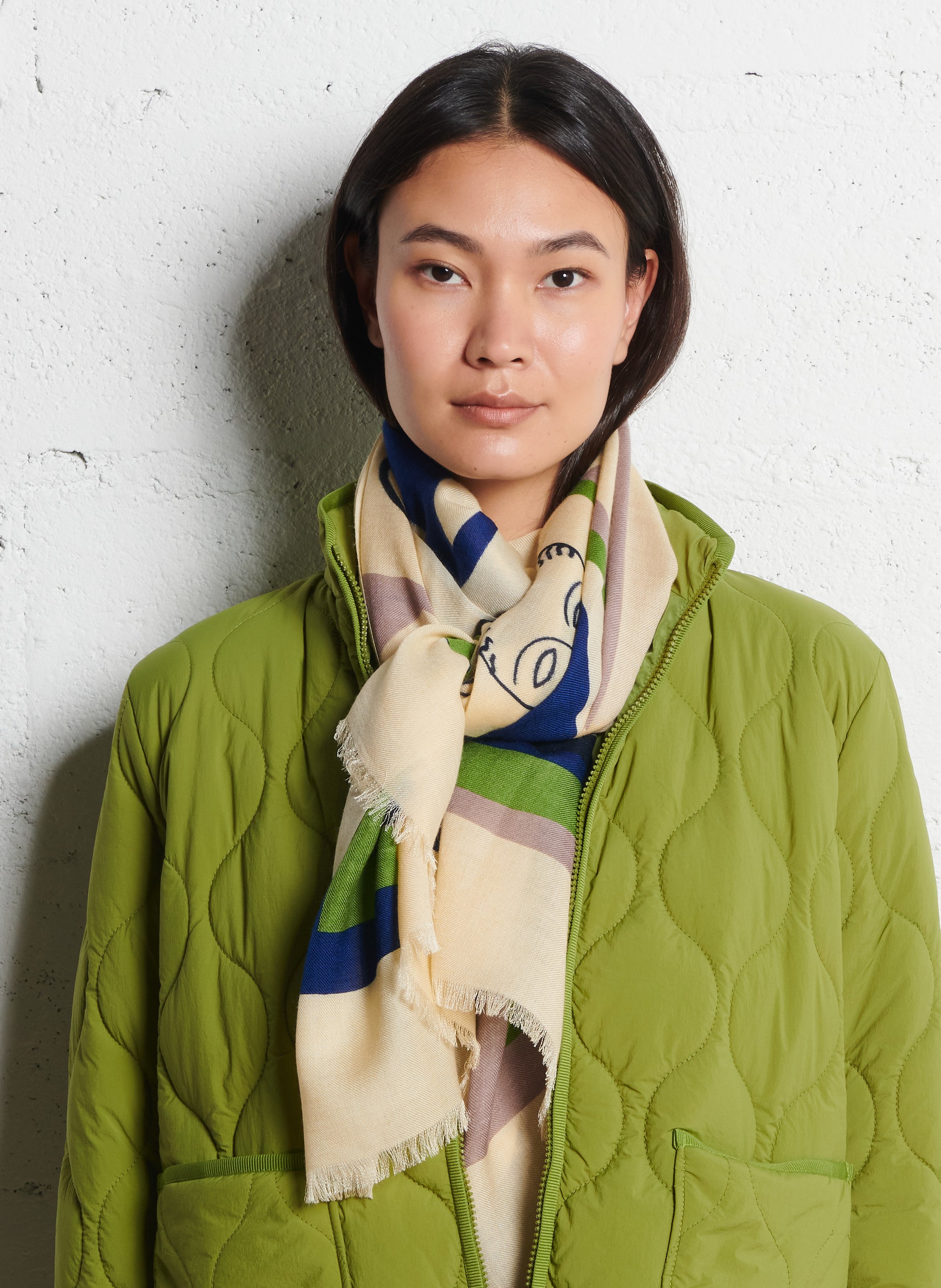 Foulard imprimé à franges NICE THINGS Beige