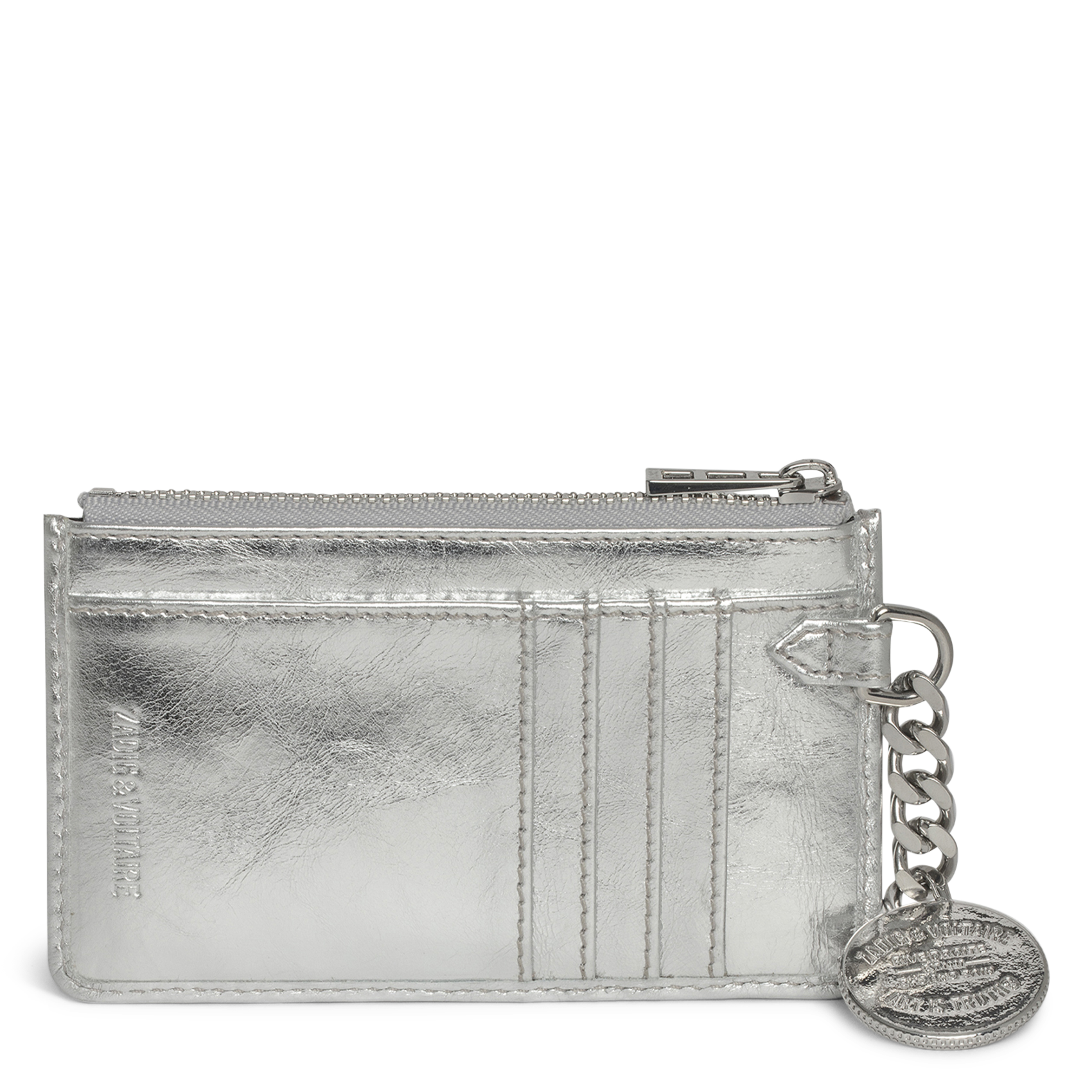 Porte-cartes en cuir métallisé ZADIG&VOLTAIRE Gris
