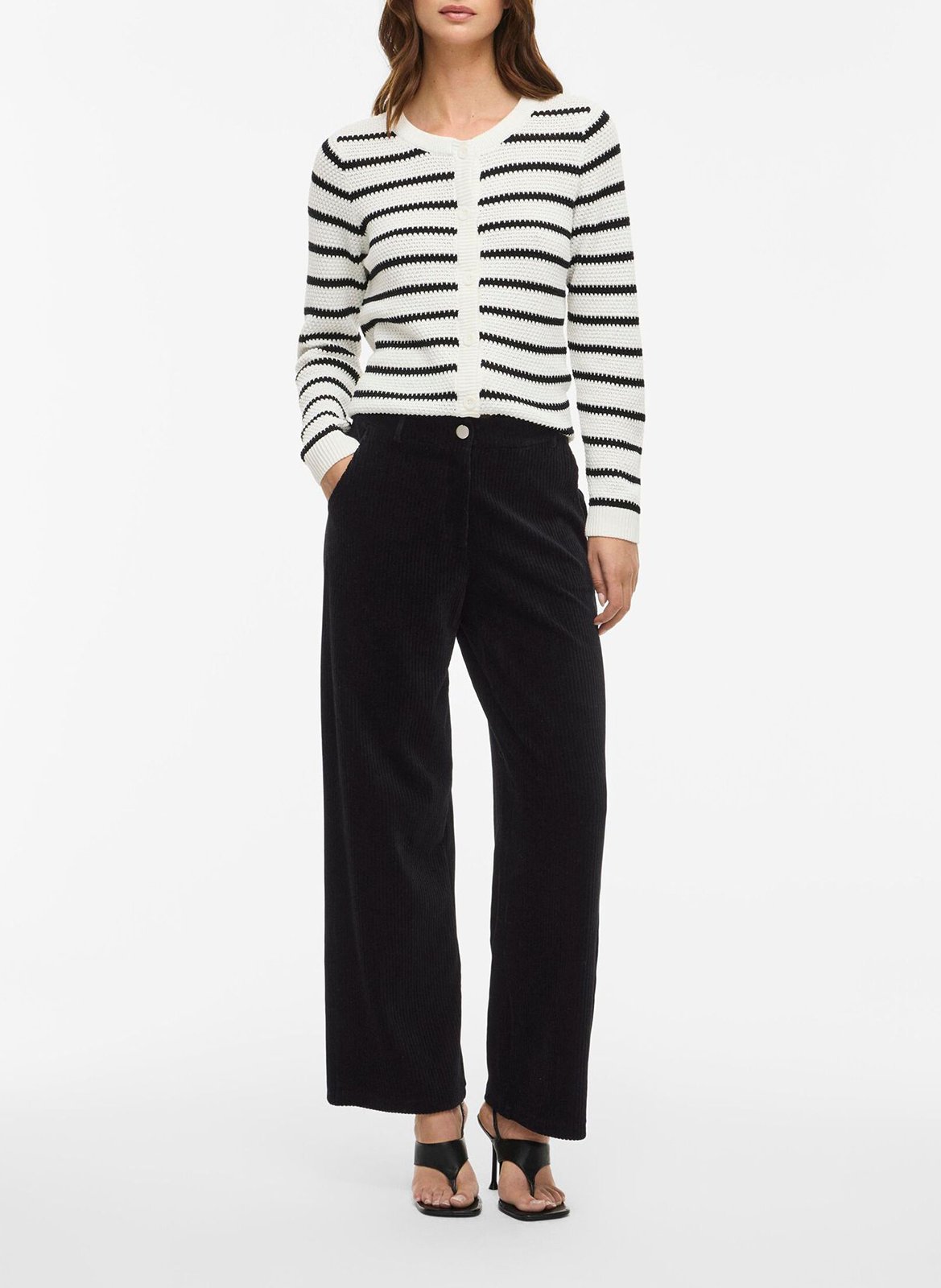 Pantalon large en coton mélangé VILA Noir