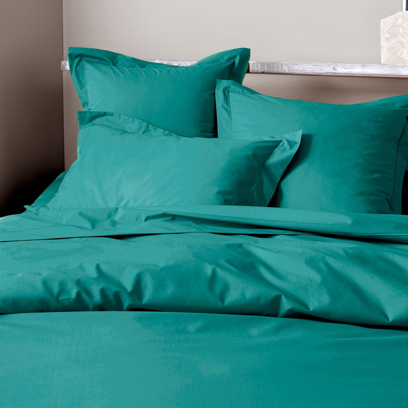 Percale cotton combed sheet set "Julian" 4 pieces for 180 x 200 cm "King size" bed pure cotton COTON PUR Blue