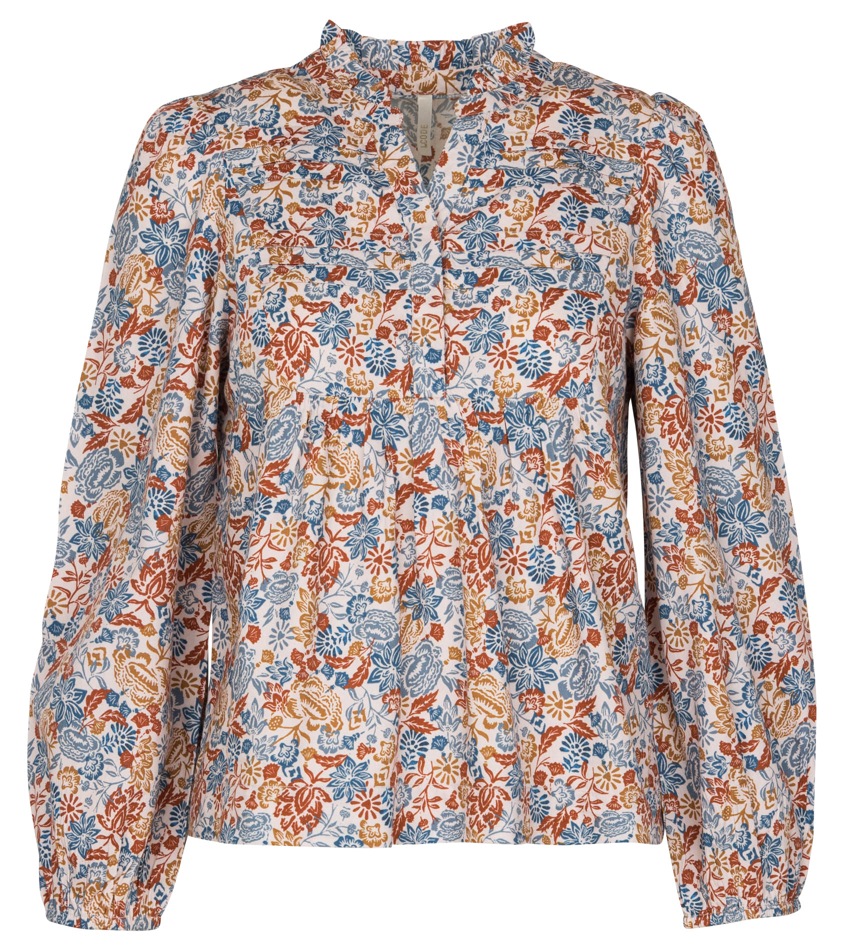 Blouse imprimée plissée à volants I CODE Blanc