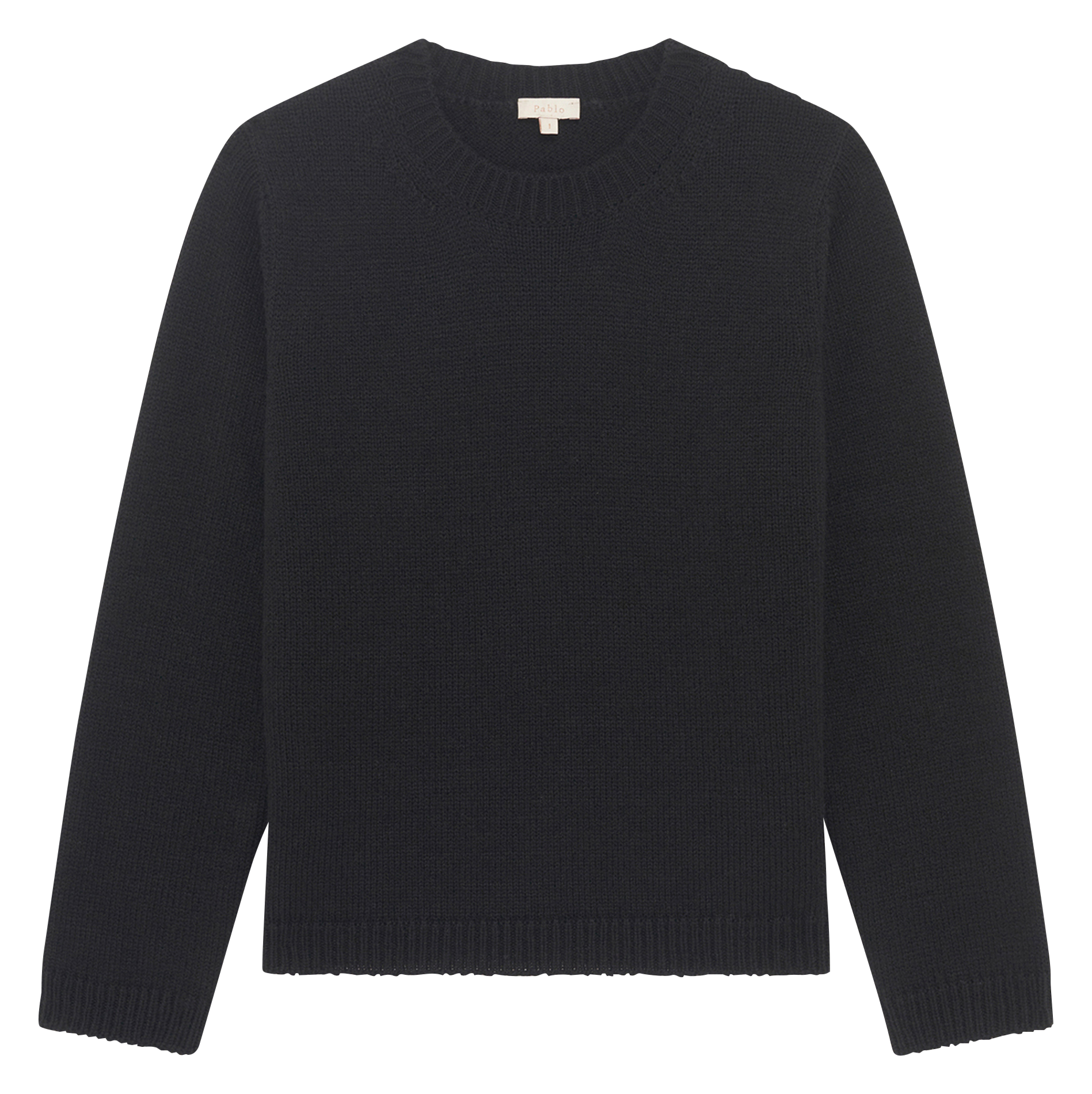 Straight round-neck knit sweater PABLO Black